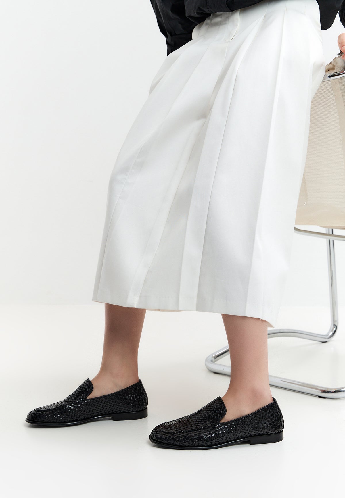 Woven Slip-On Loafers – Black
