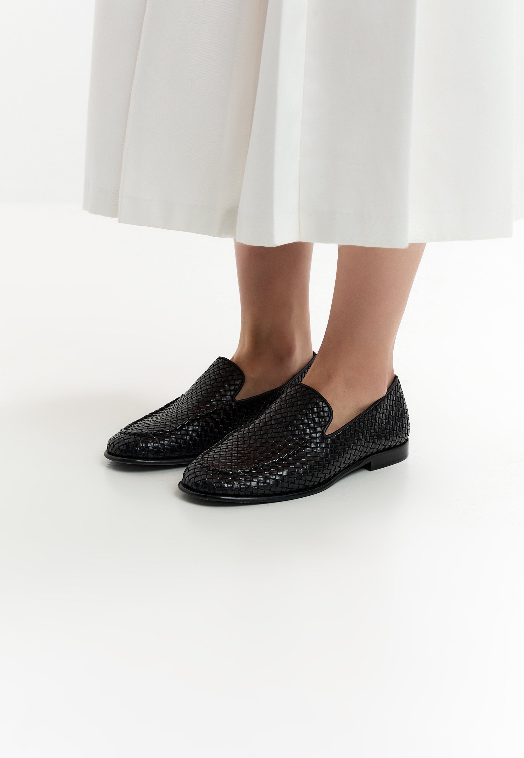 Woven Slip-On Loafers – Black