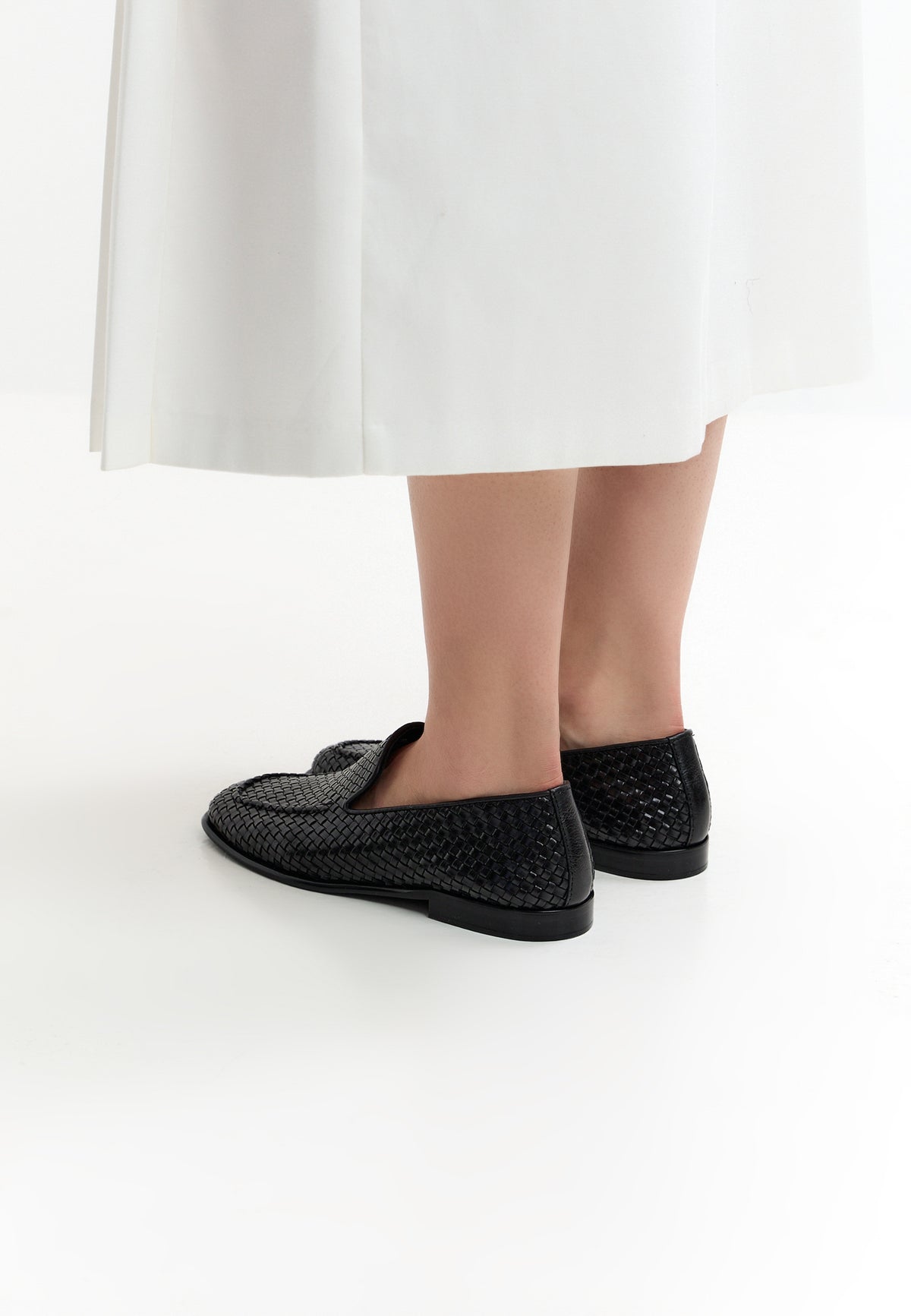 Woven Slip-On Loafers – Black