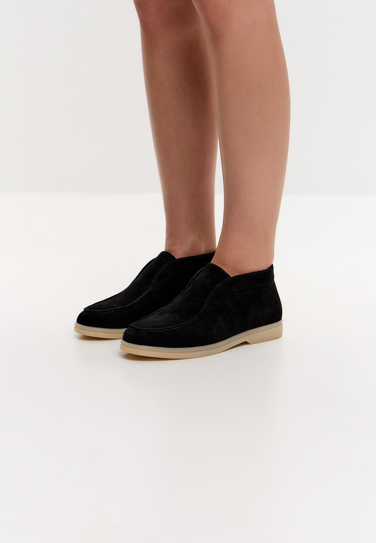 Noir Step Loafer mit hohem Absatz – Schwarz
