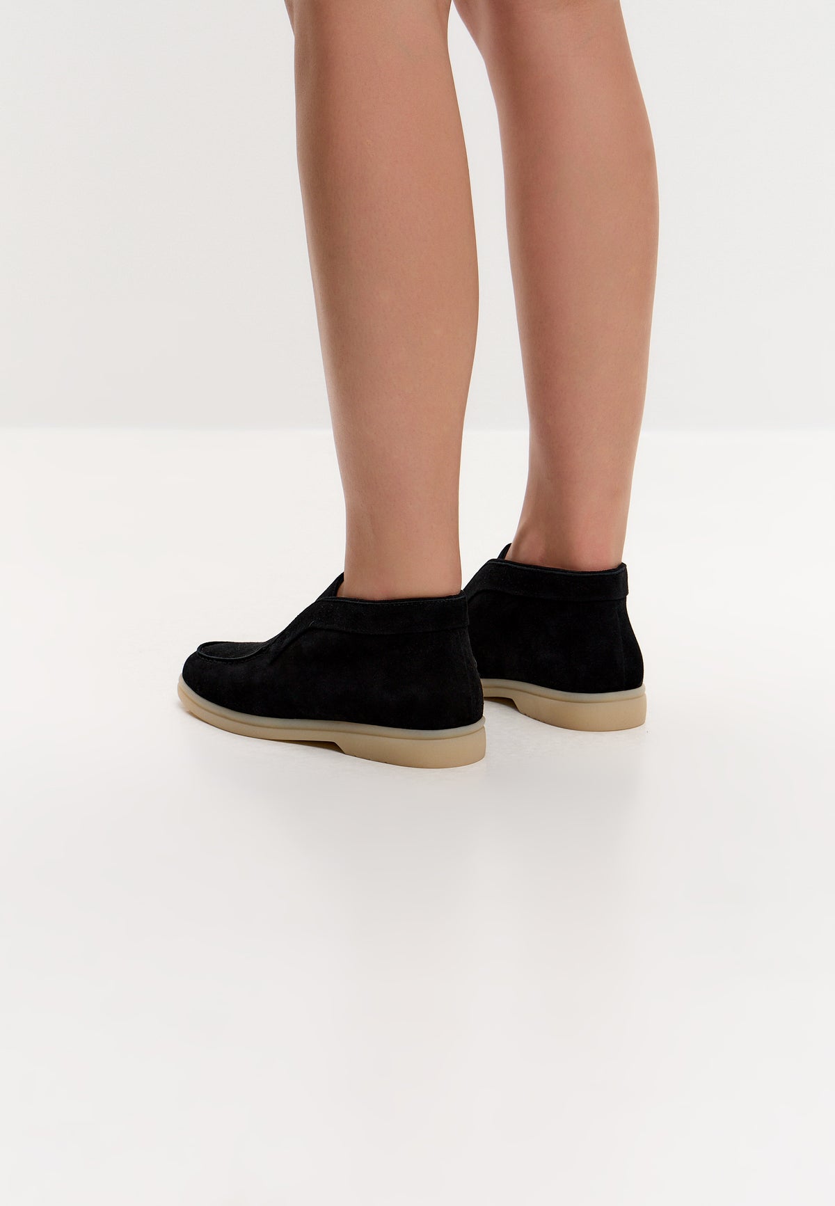 Noir Step Loafer mit hohem Absatz – Schwarz
