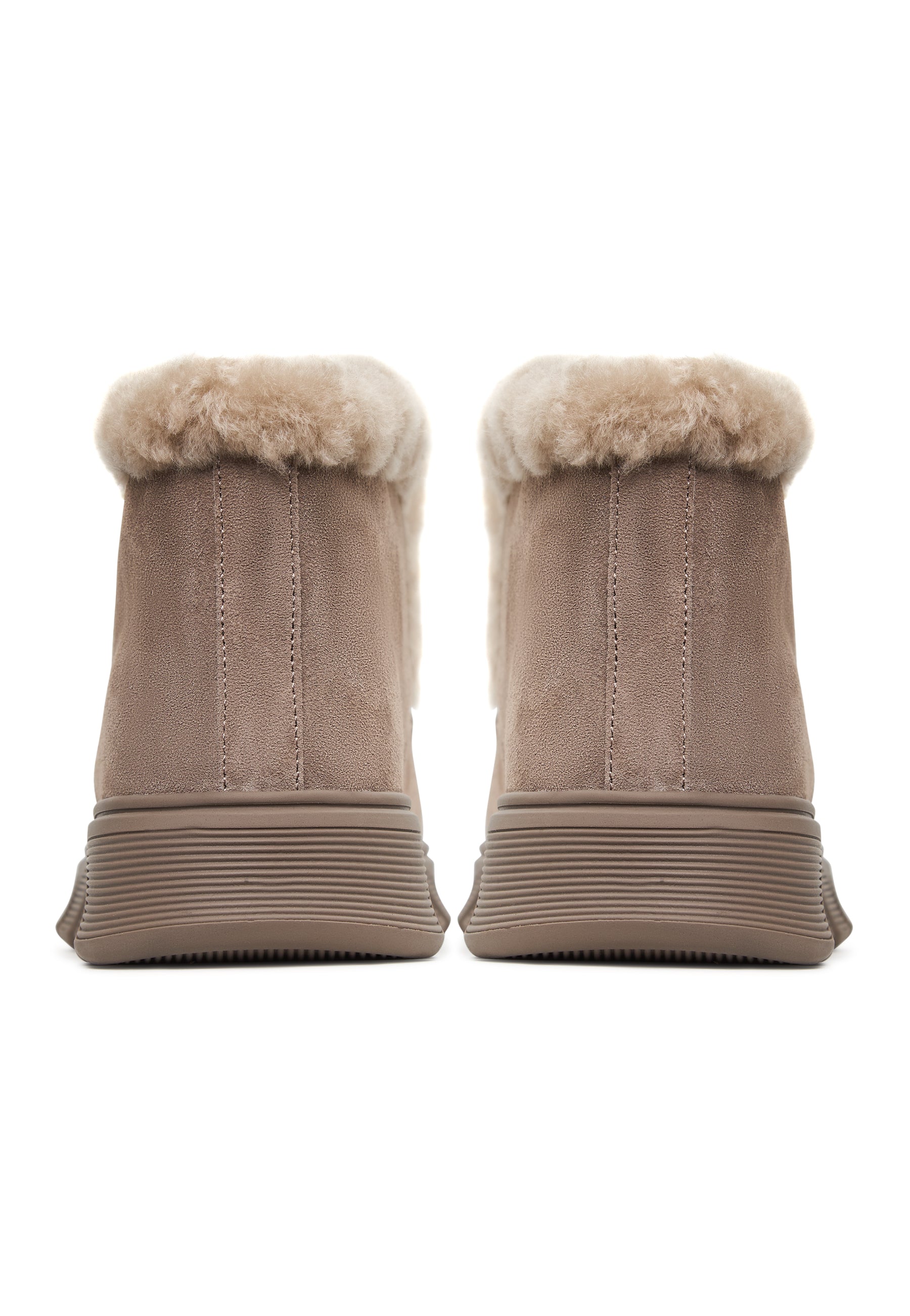 Taupe Shearling-Lined Ankle Boots Adriana - Brown