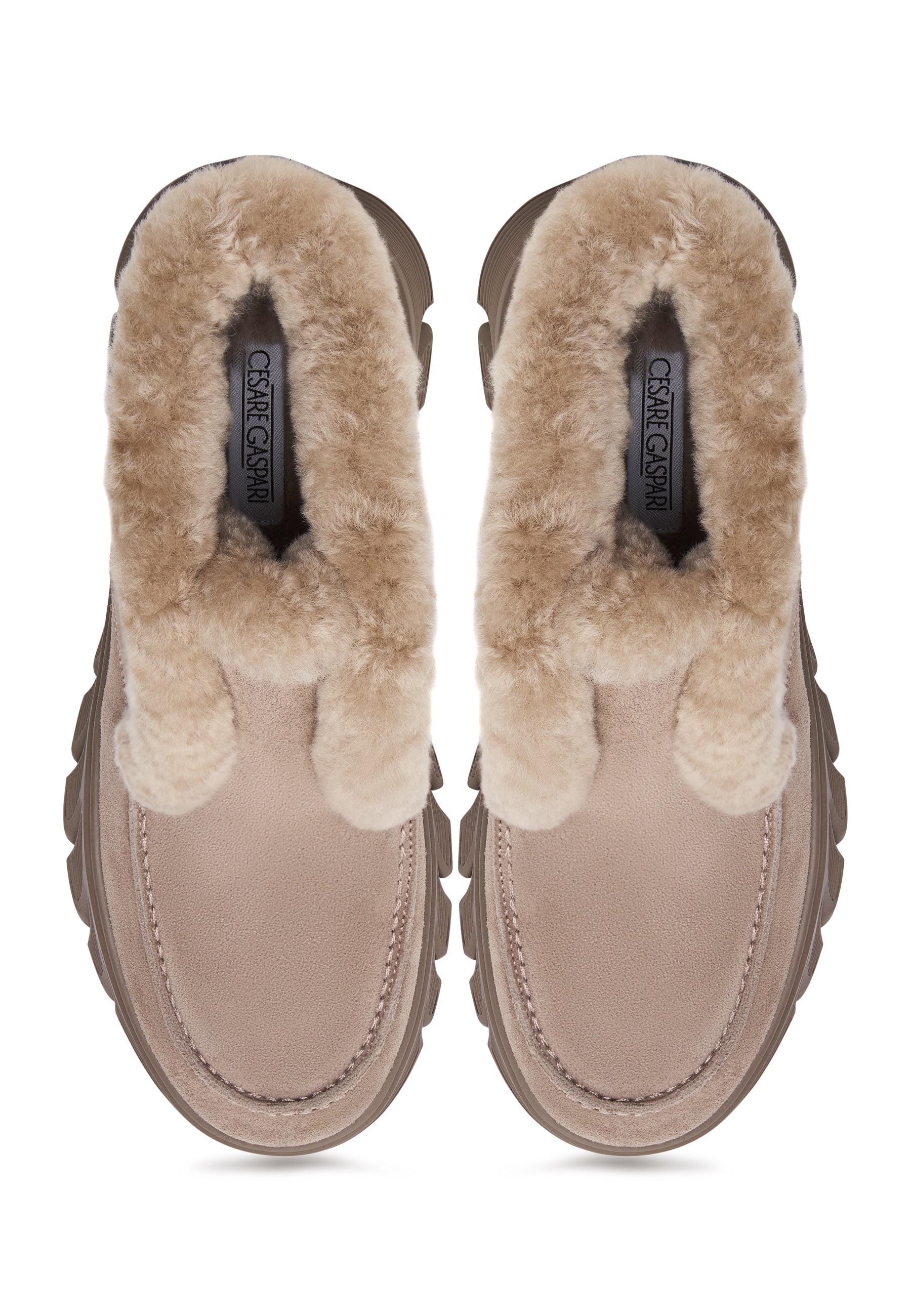 Taupe Shearling-Lined Ankle Boots Adriana - Brown