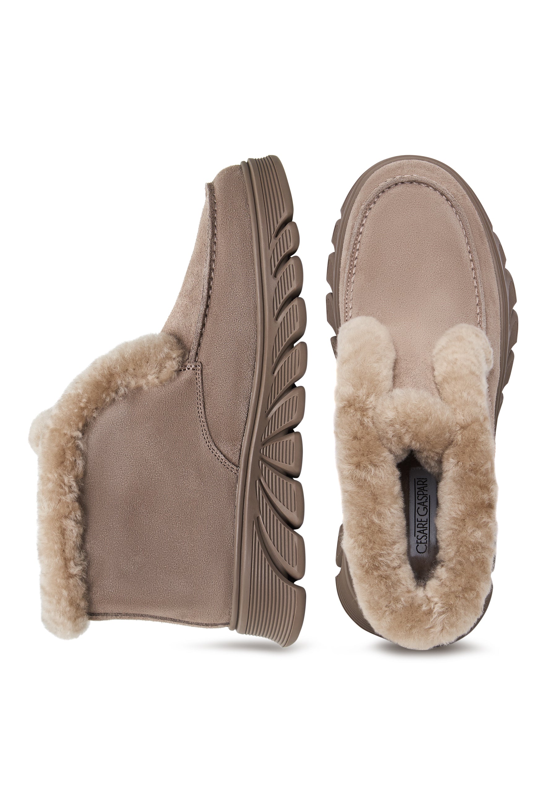 Taupe Shearling-Lined Ankle Boots Adriana - Brown