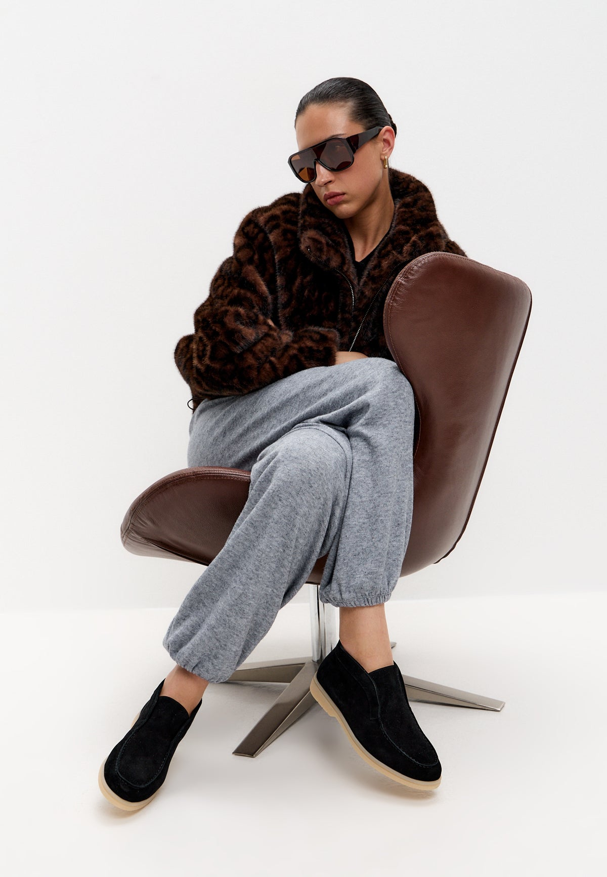 Noir Step Loafer mit hohem Absatz – Schwarz