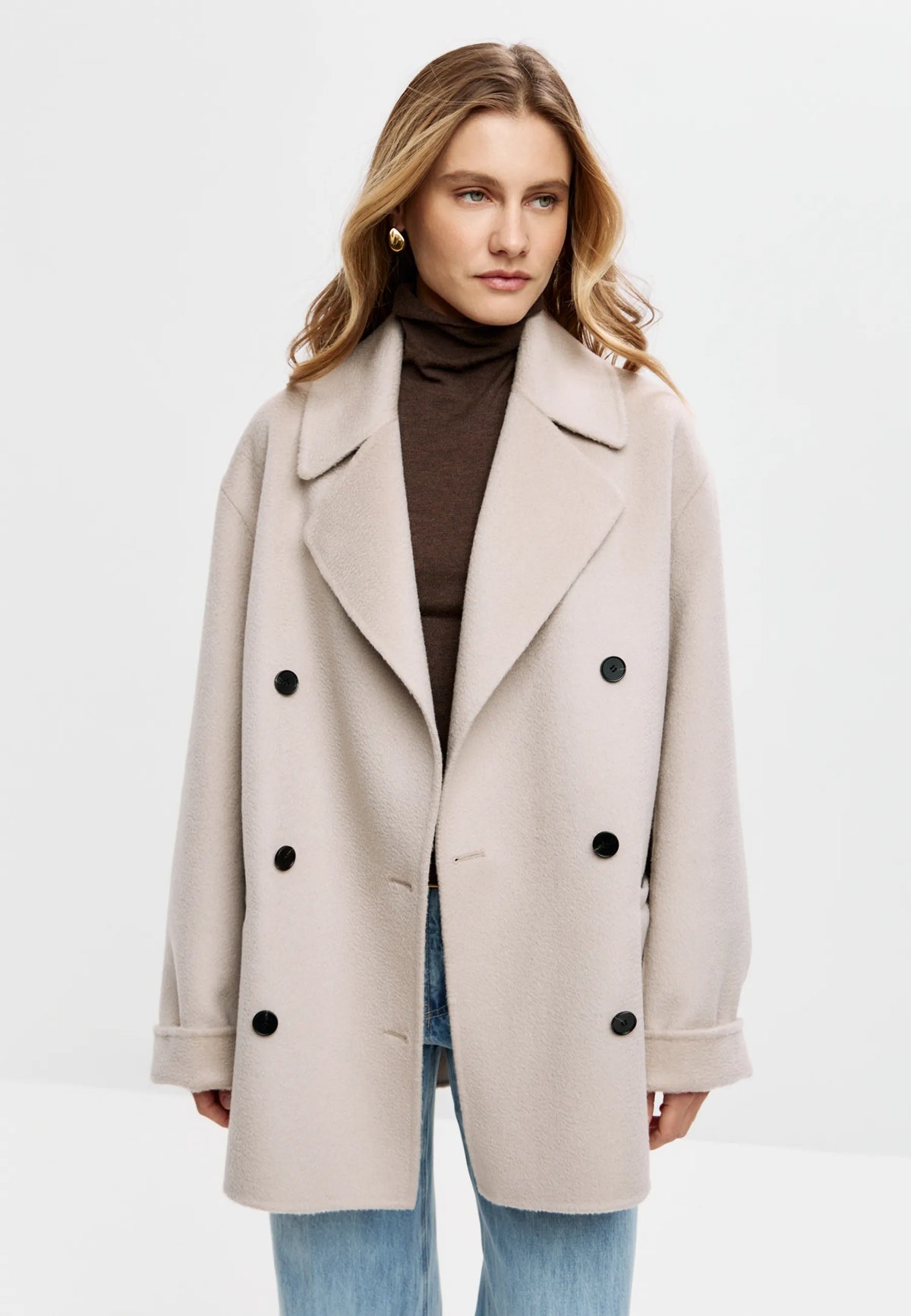 Cashmere Tailored Coat – Pearl