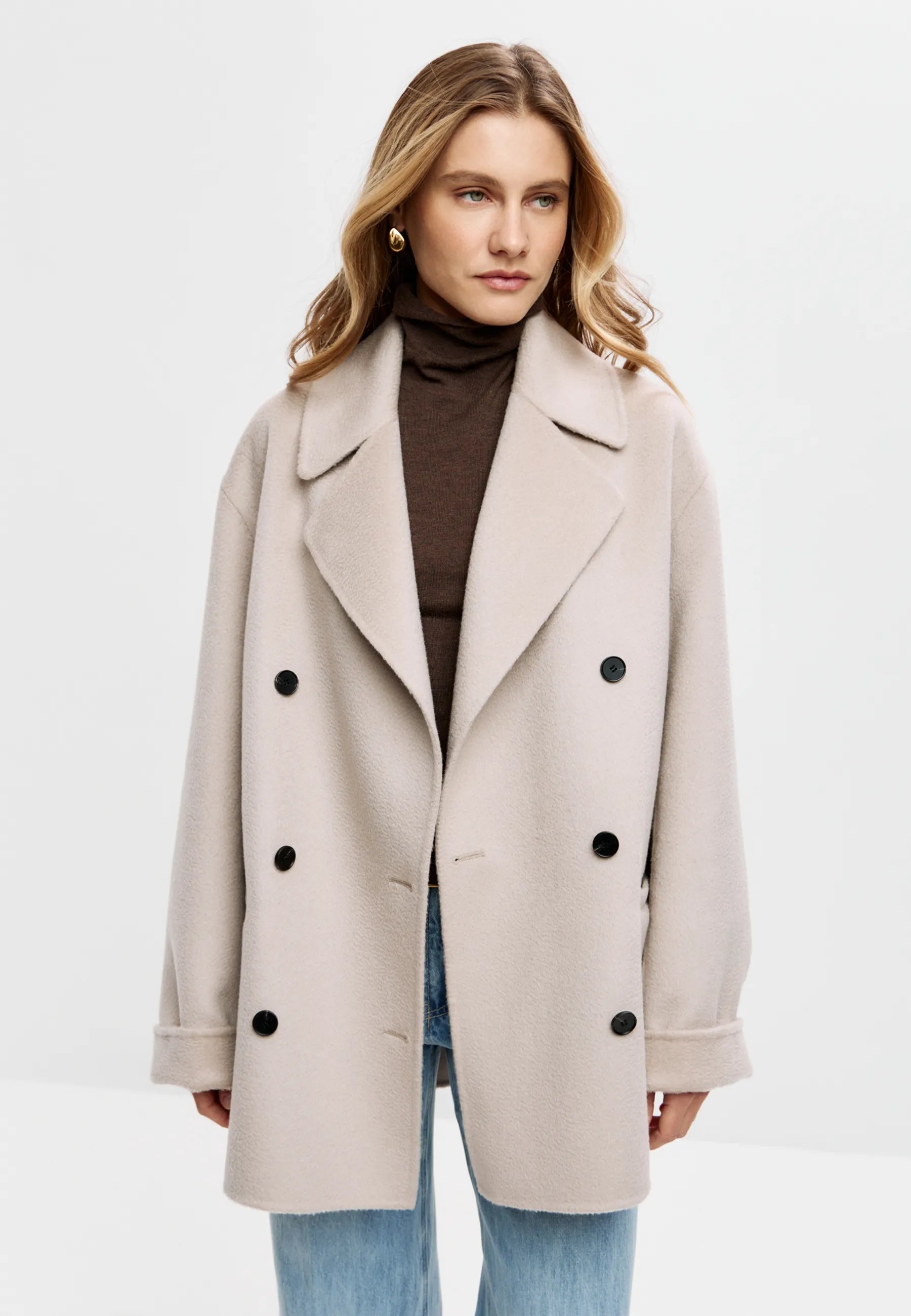 Cashmere Tailored Coat – Pearl