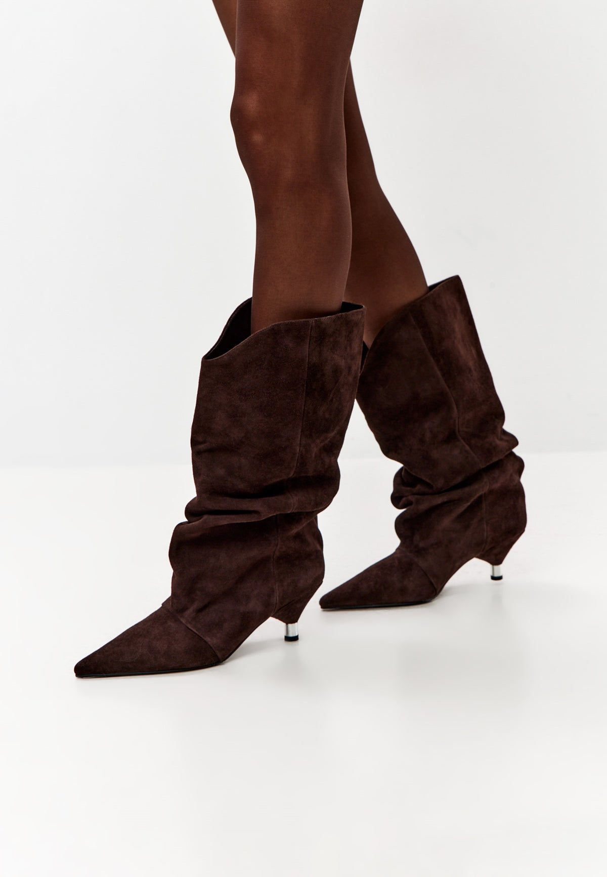 Kitten Heel Ankle Boots - Brown