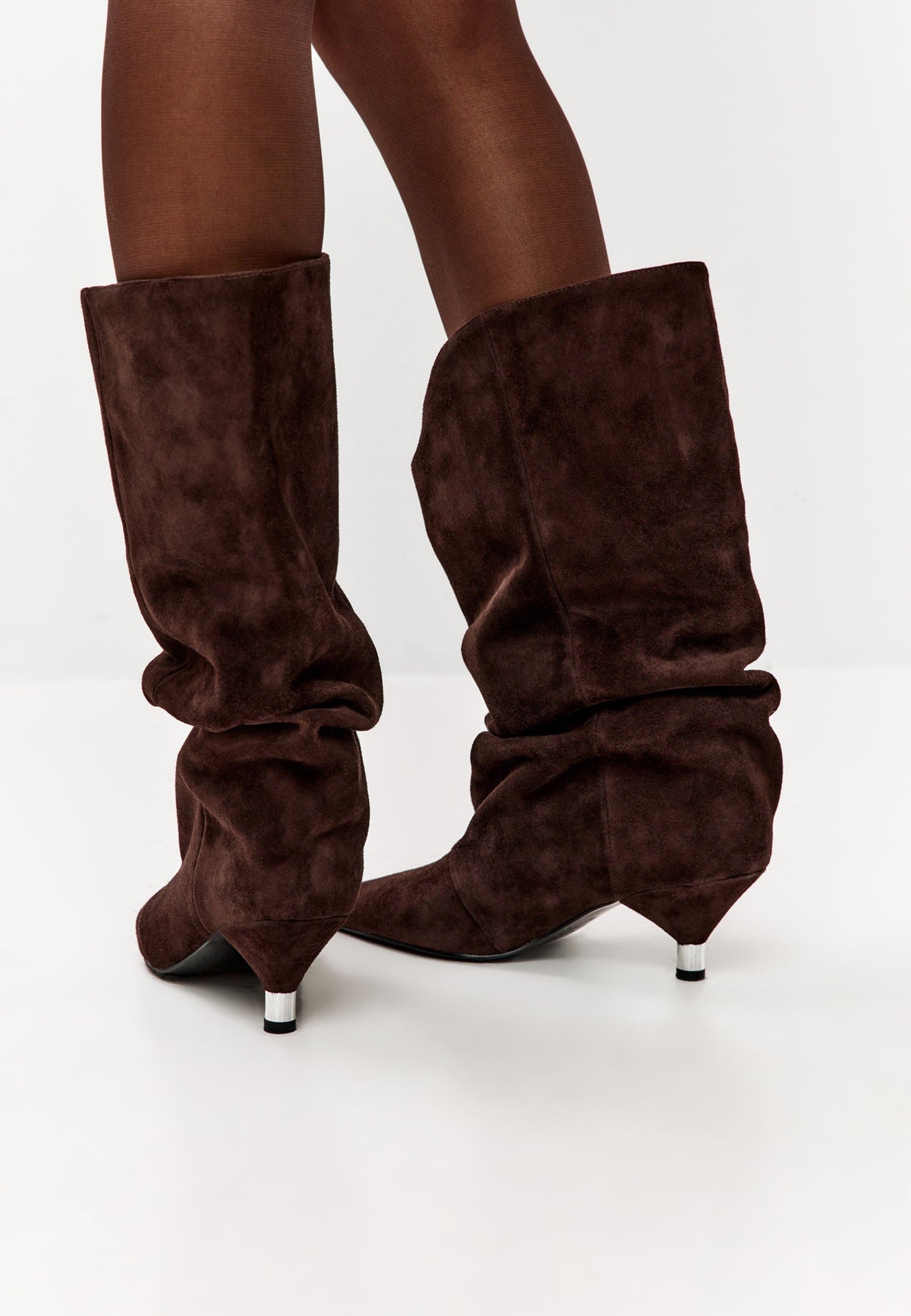 Kitten Heel Ankle Boots - Brown
