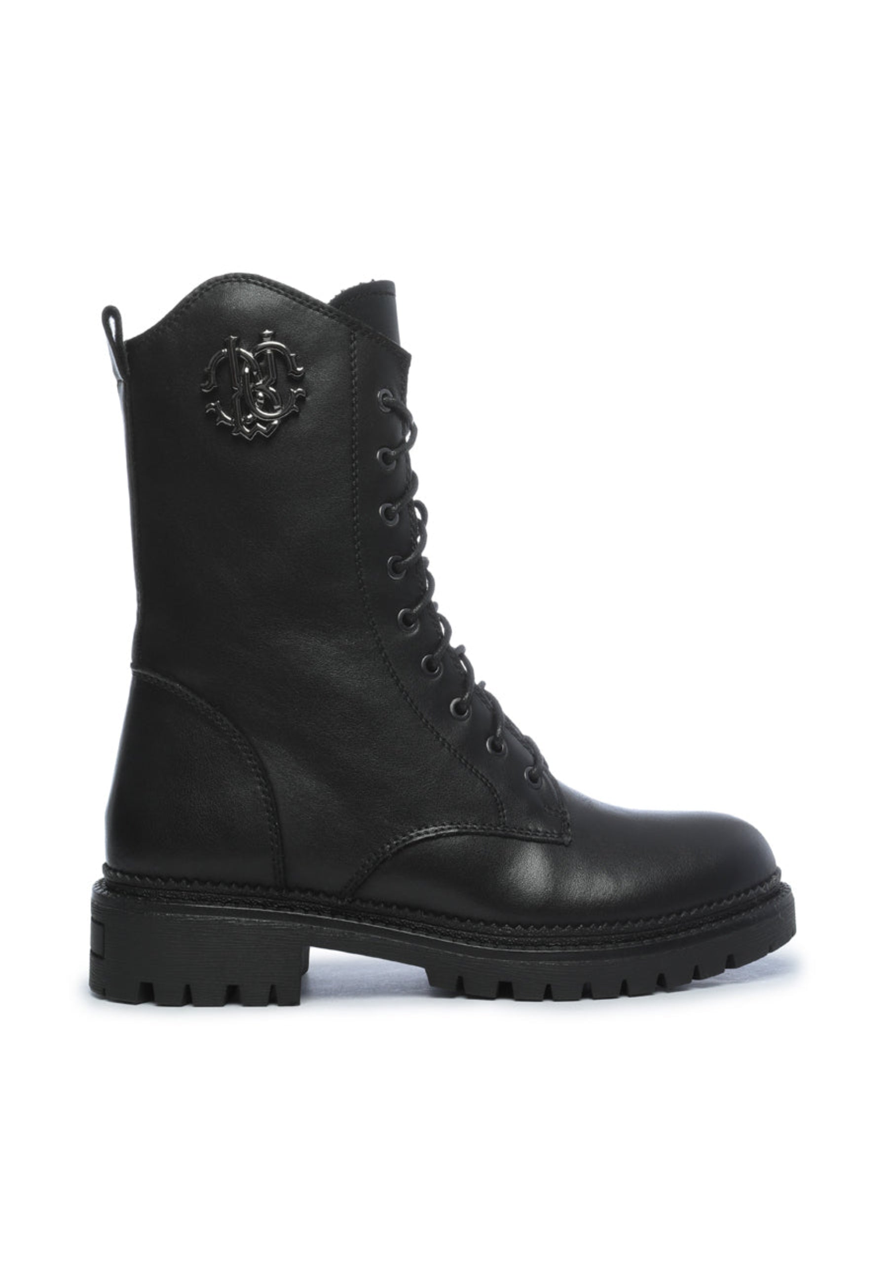 Lace-Up Combat Boots with Emblem