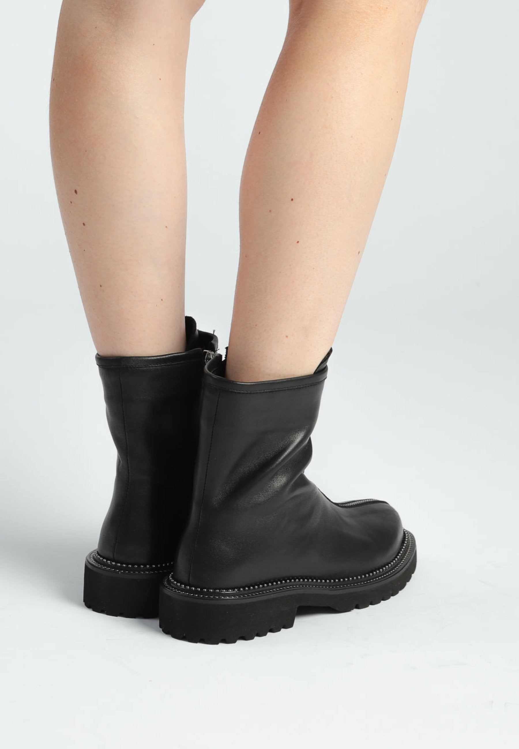 Front-Zip Ankle Boots - Black