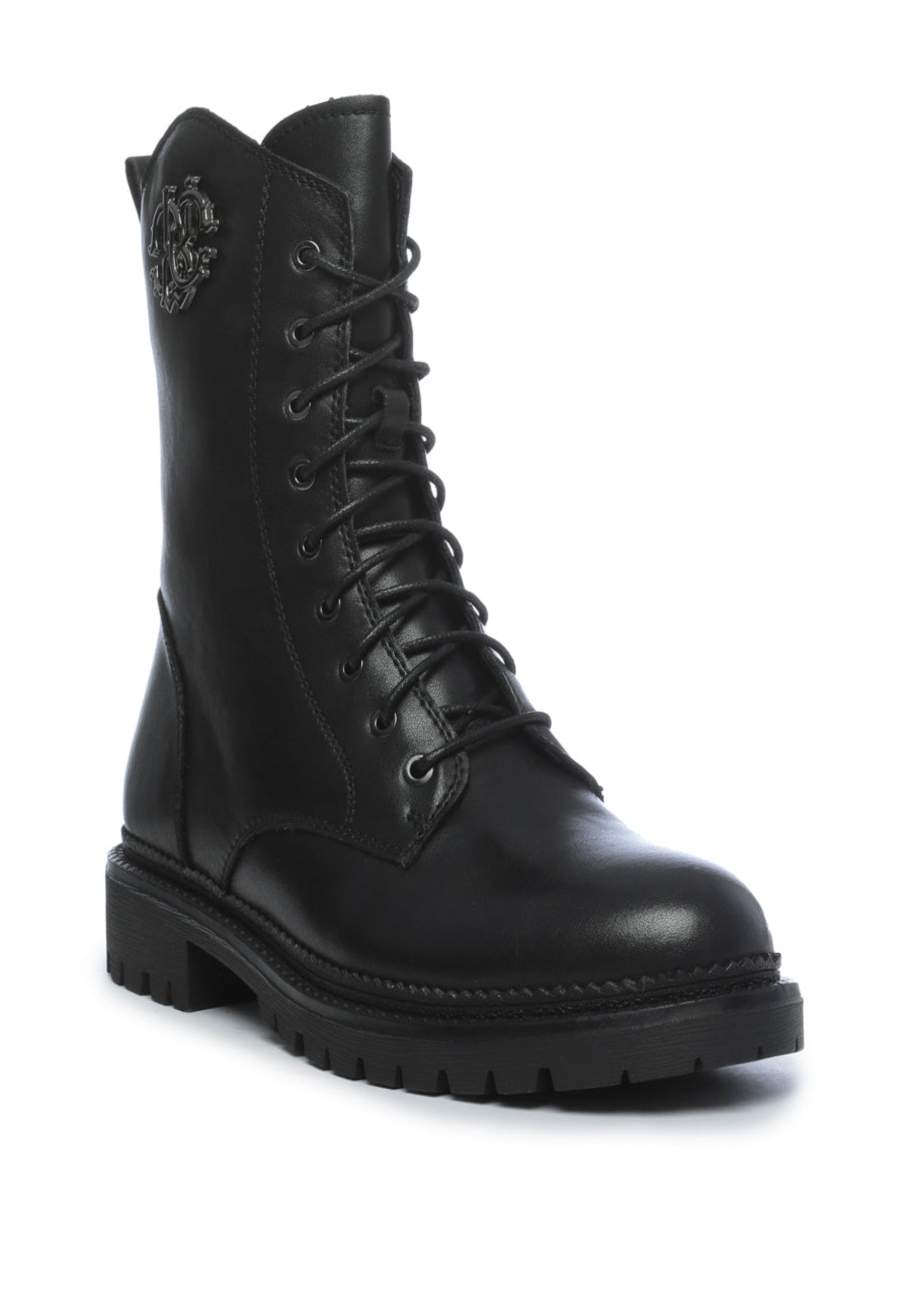 Lace-Up Combat Boots with Emblem