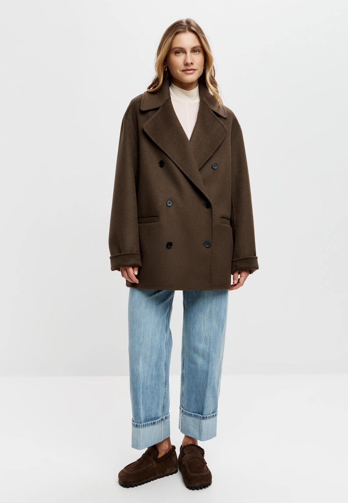 Cashmere Tailored Coat – Chocolate