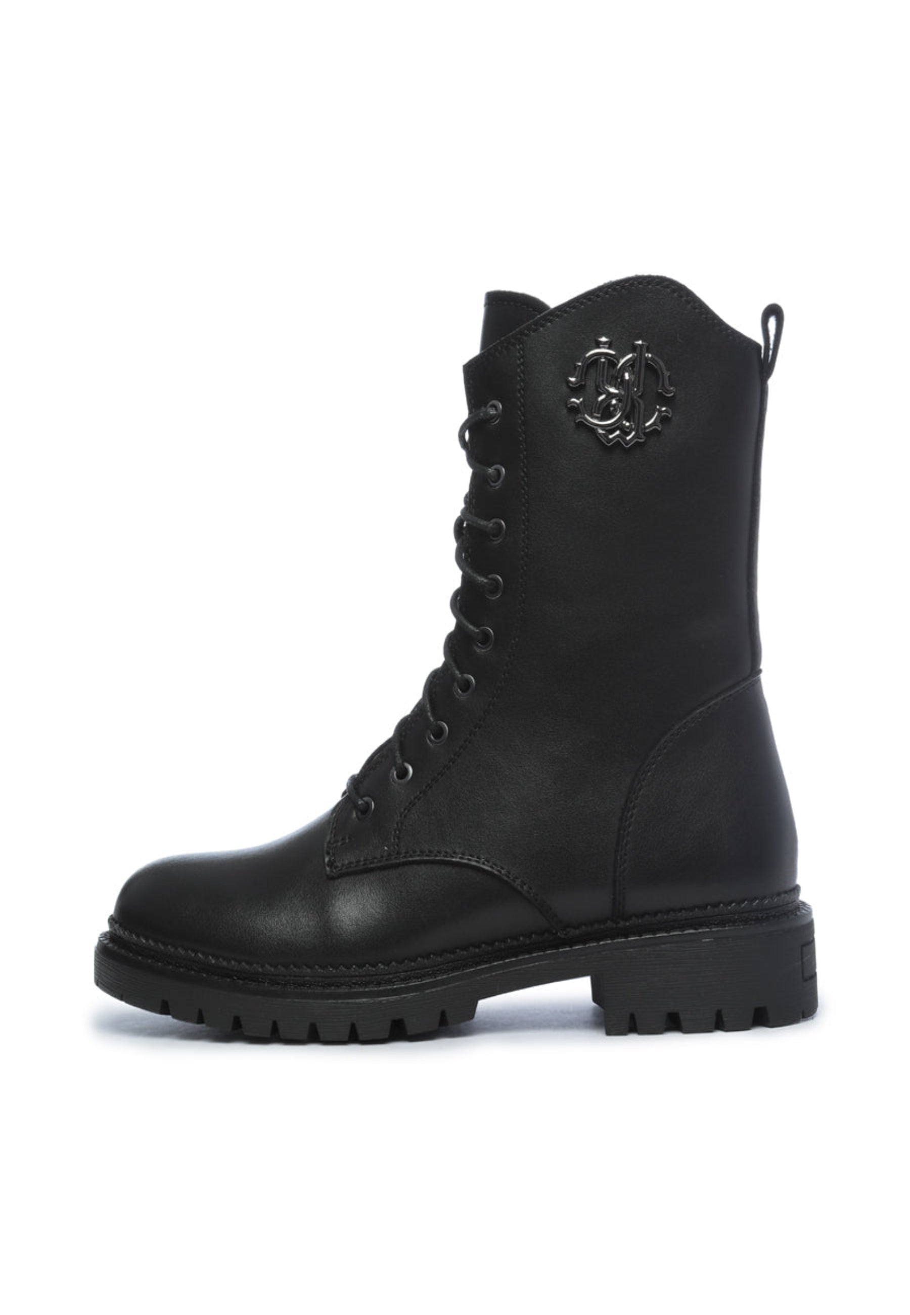 Lace-Up Combat Boots with Emblem