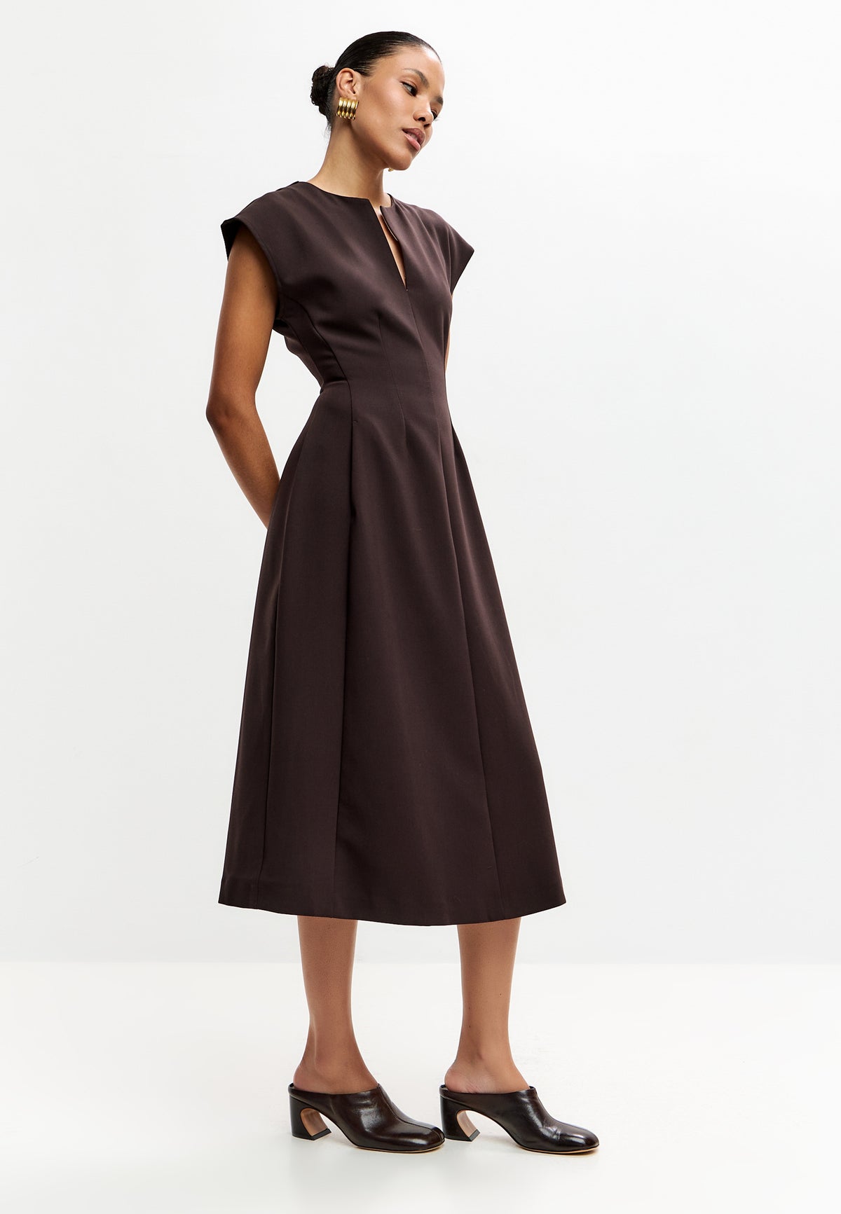 Escarpins mules en cuir – Marron