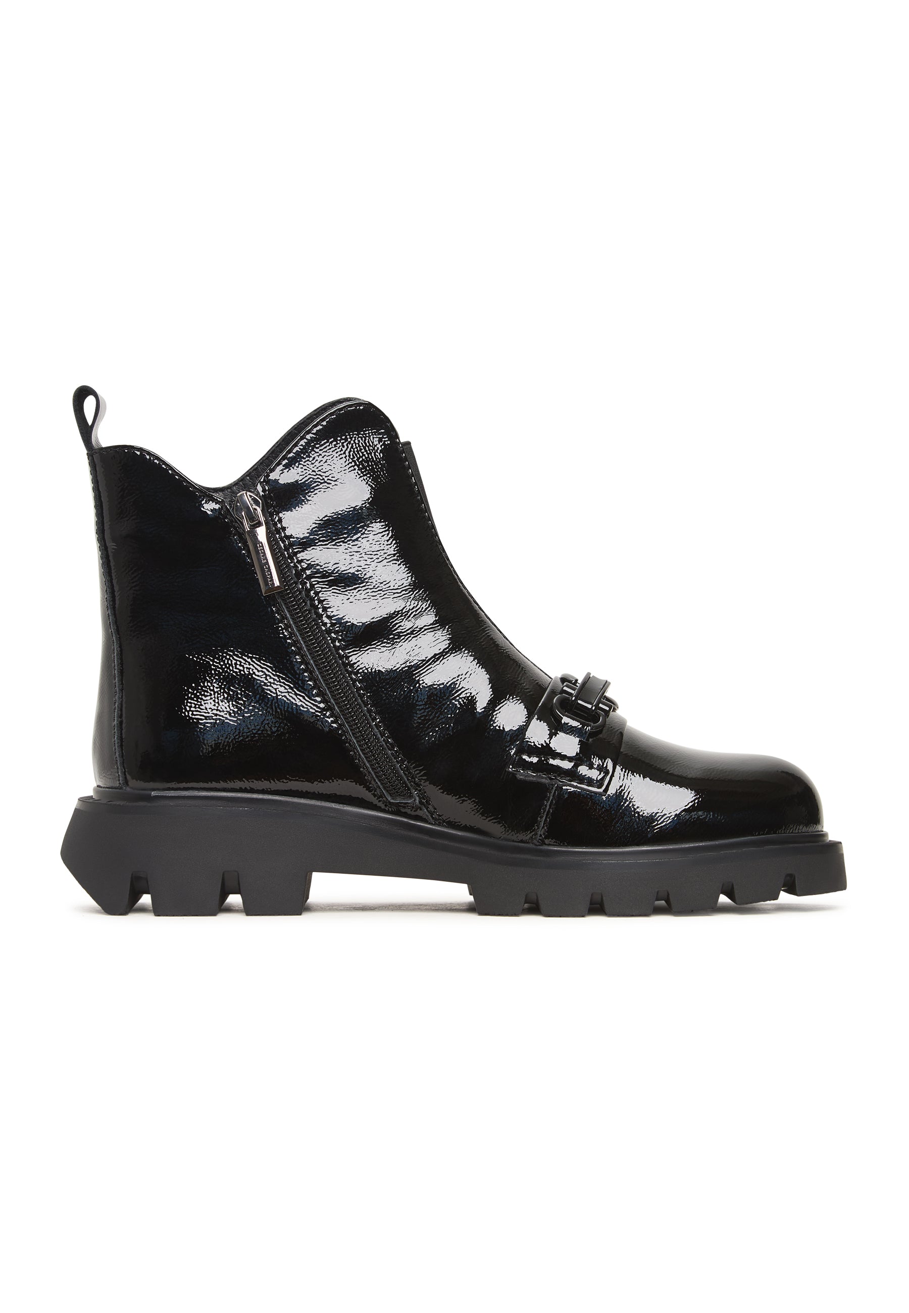 Combat Boots with Chain Detail Candice - Patent Black