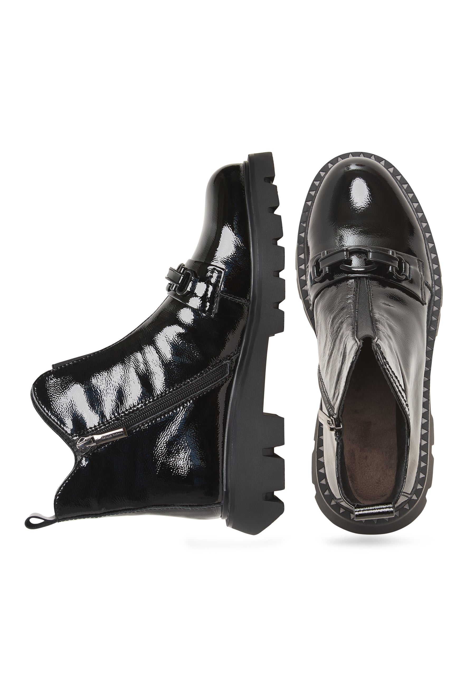 Combat Boots with Chain Detail Candice - Patent Black