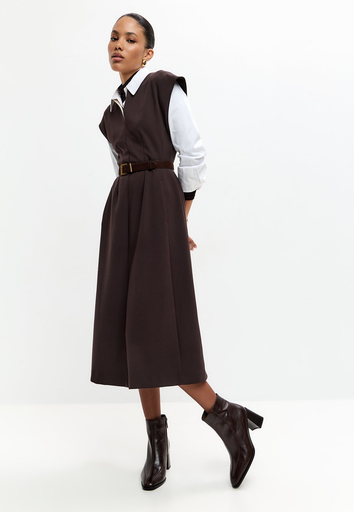 Bottines Sophia à talon bloc – Marron