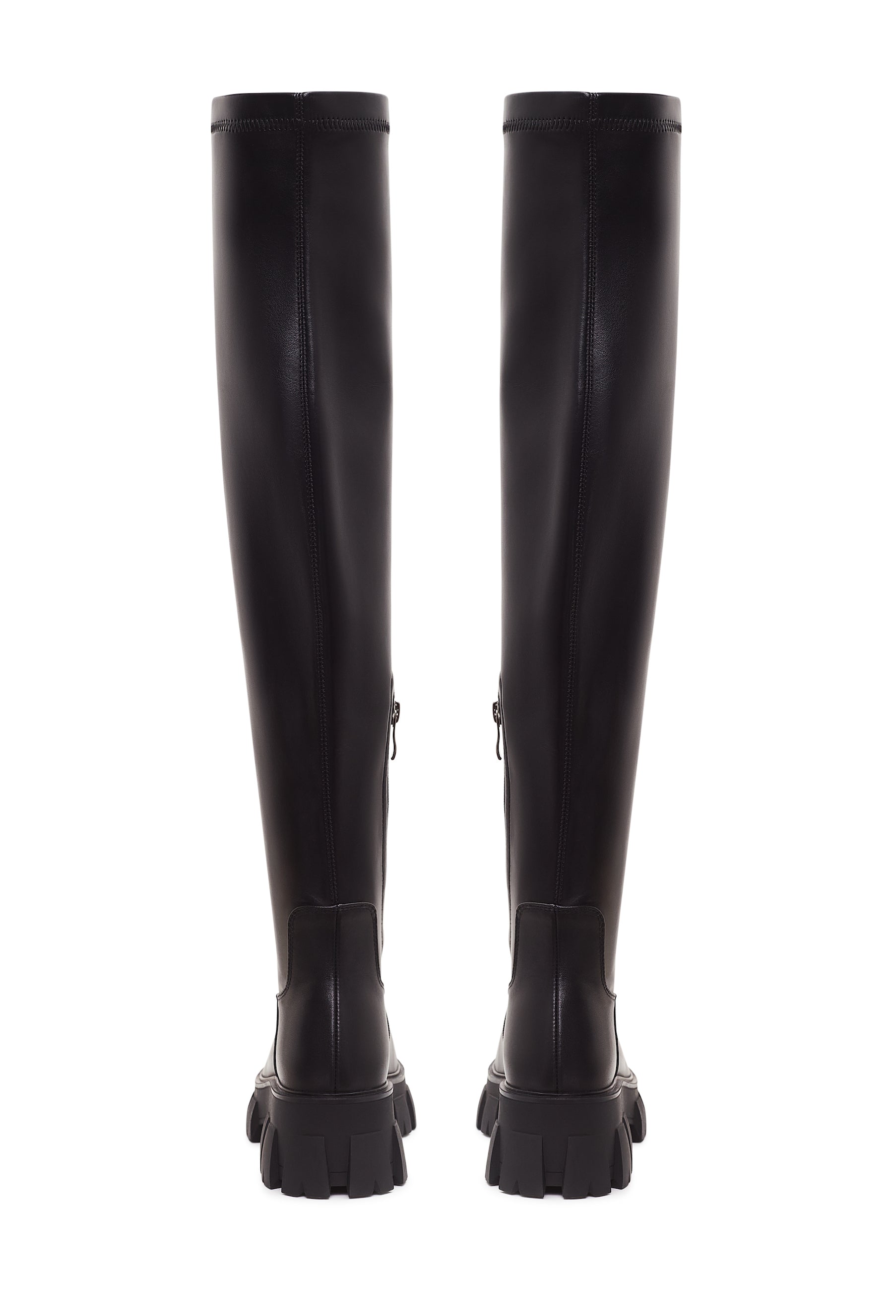 Chunky Sole Knee High Boots Karlie - Black