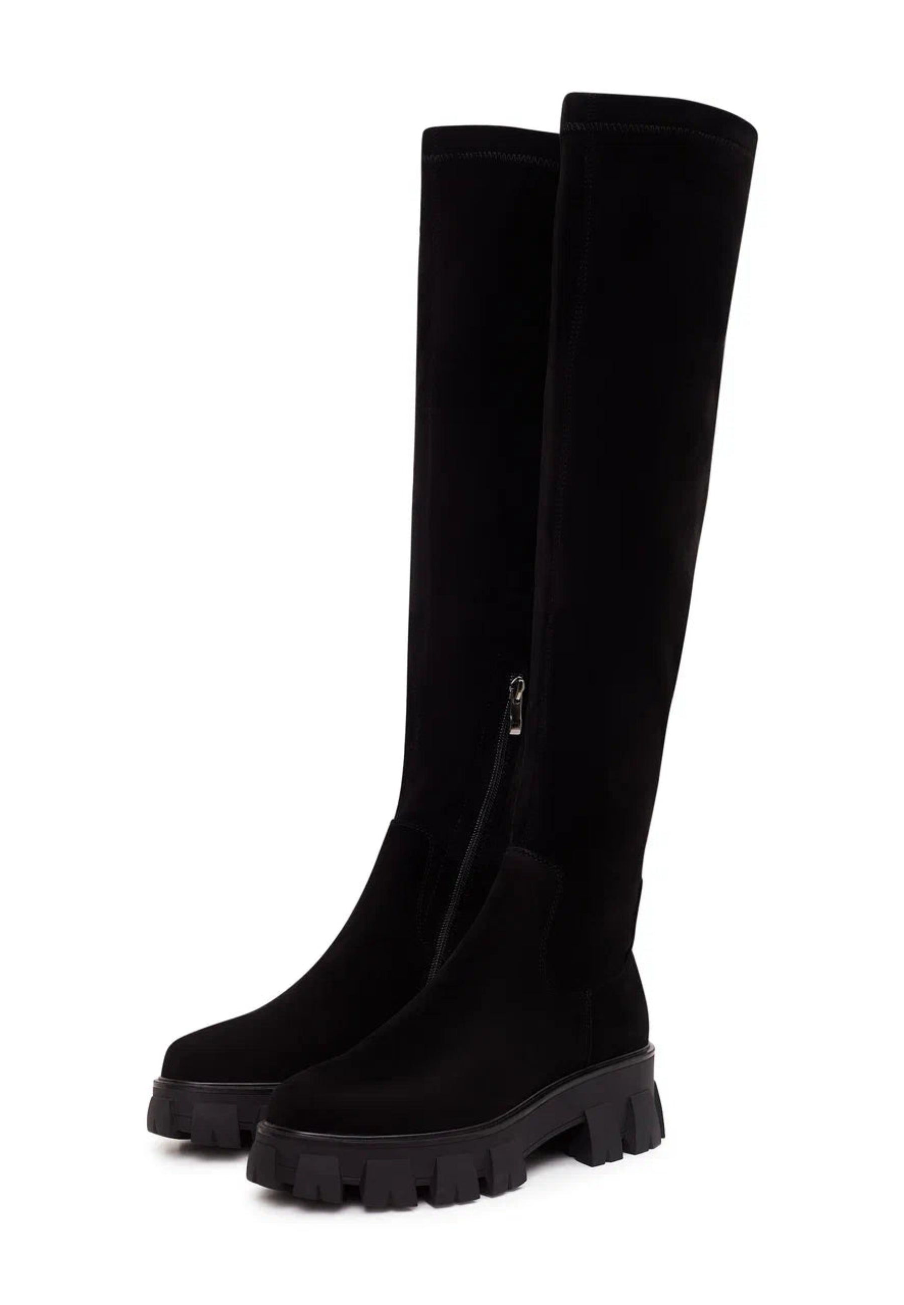 Suede Chunky Sole Knee-High Boots