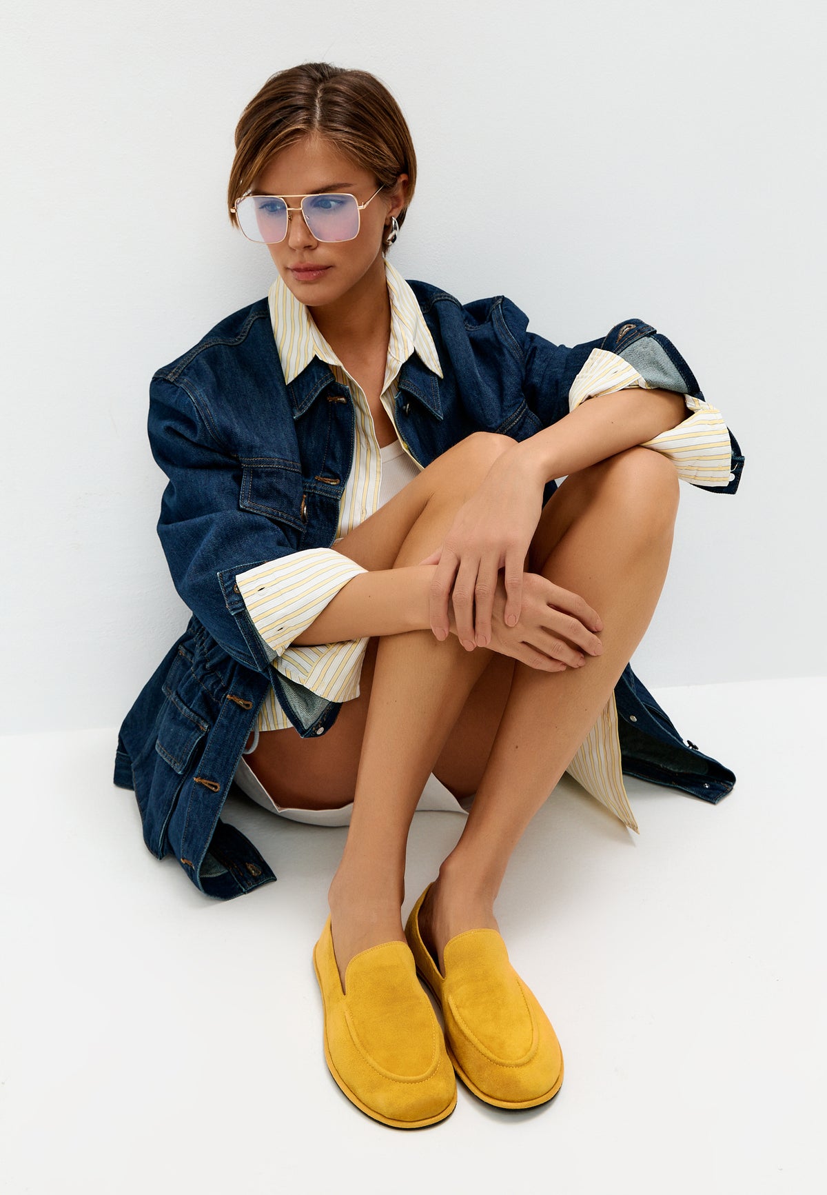Soft Step Suede Leather Loafers – Yellow