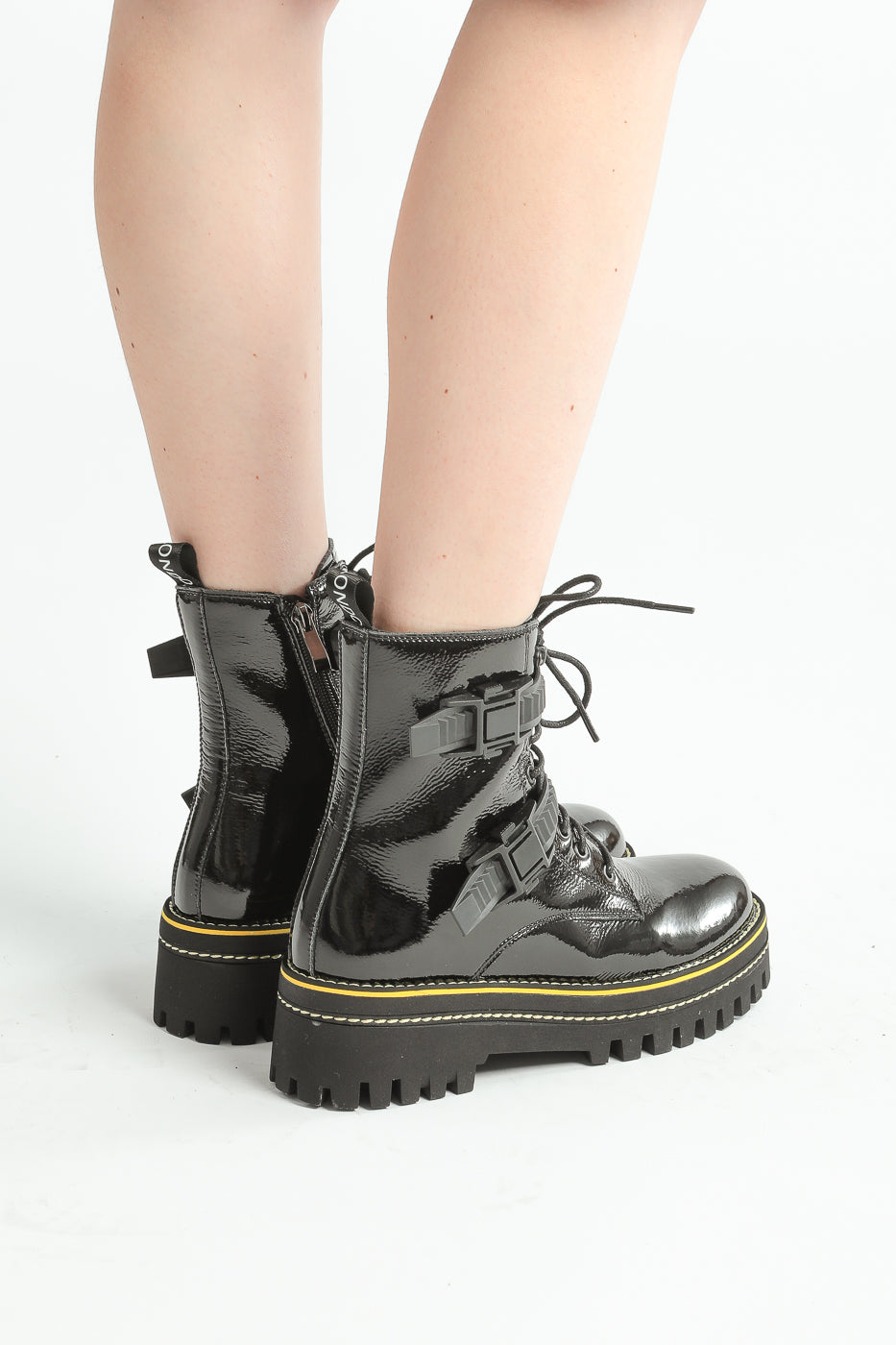 Glossy Platform Combat Boots