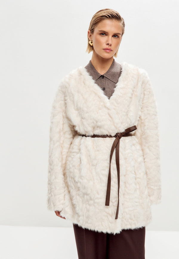 Oversized Milky Faux Fur Coat