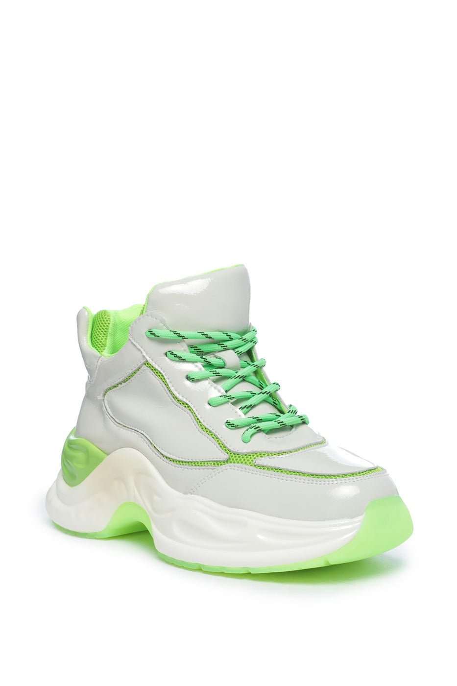 Klobige High-Top-Sneakers - Neongrün