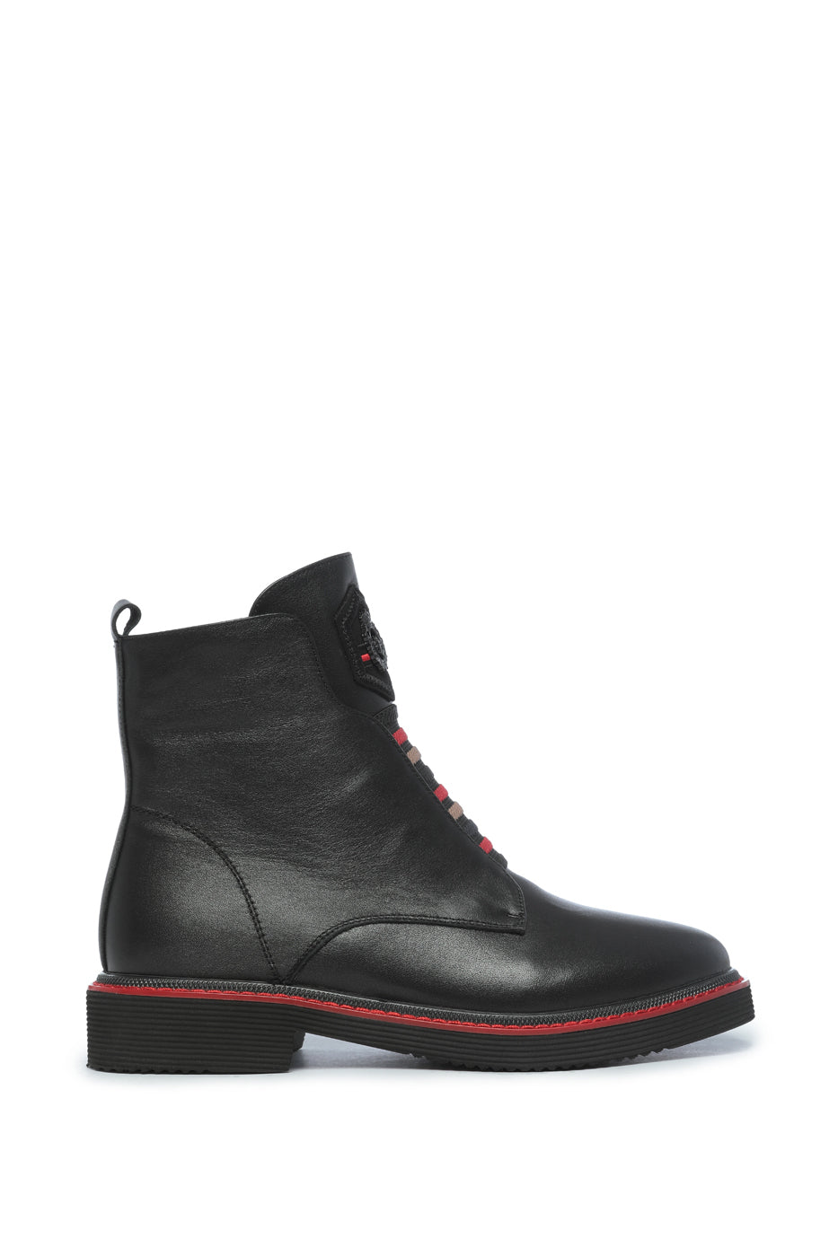 Elastic Zip-Up Ankle Boots - Black Leather