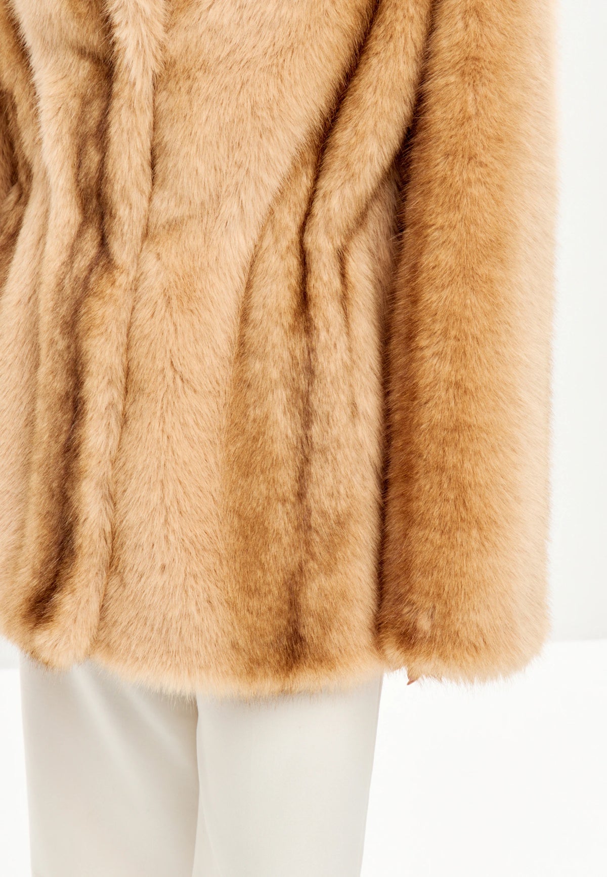 Golden Oversized Fox Faux Fur Jacket