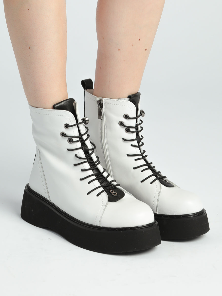 Platform Lace-Up Ankle Boots