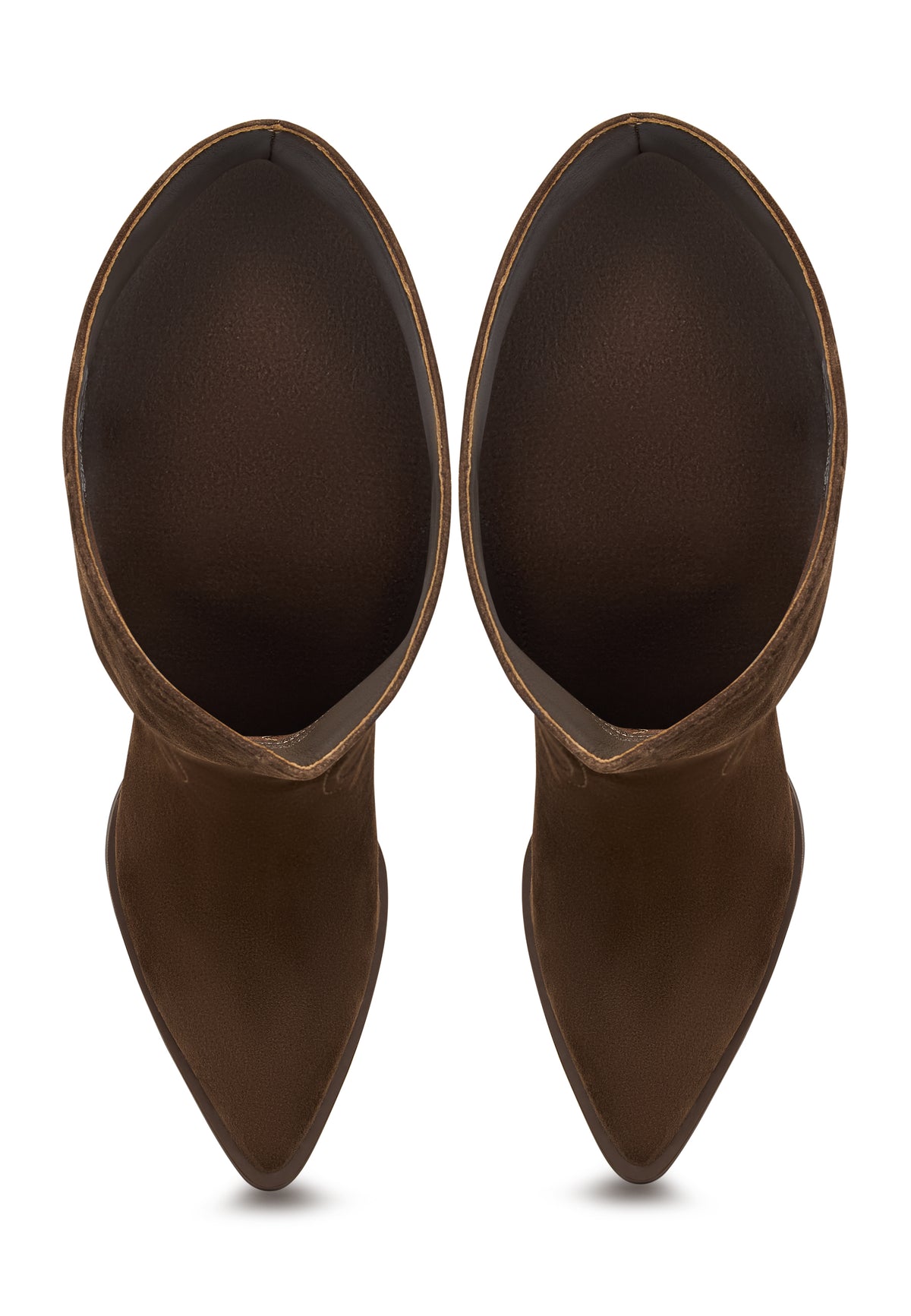 Eleganckie kozaki za kolano z blokowym obcasem Bambi - brązowe