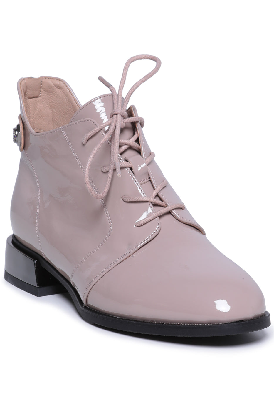 Gloss Lace-Up Ankle Boots Margo - Beige