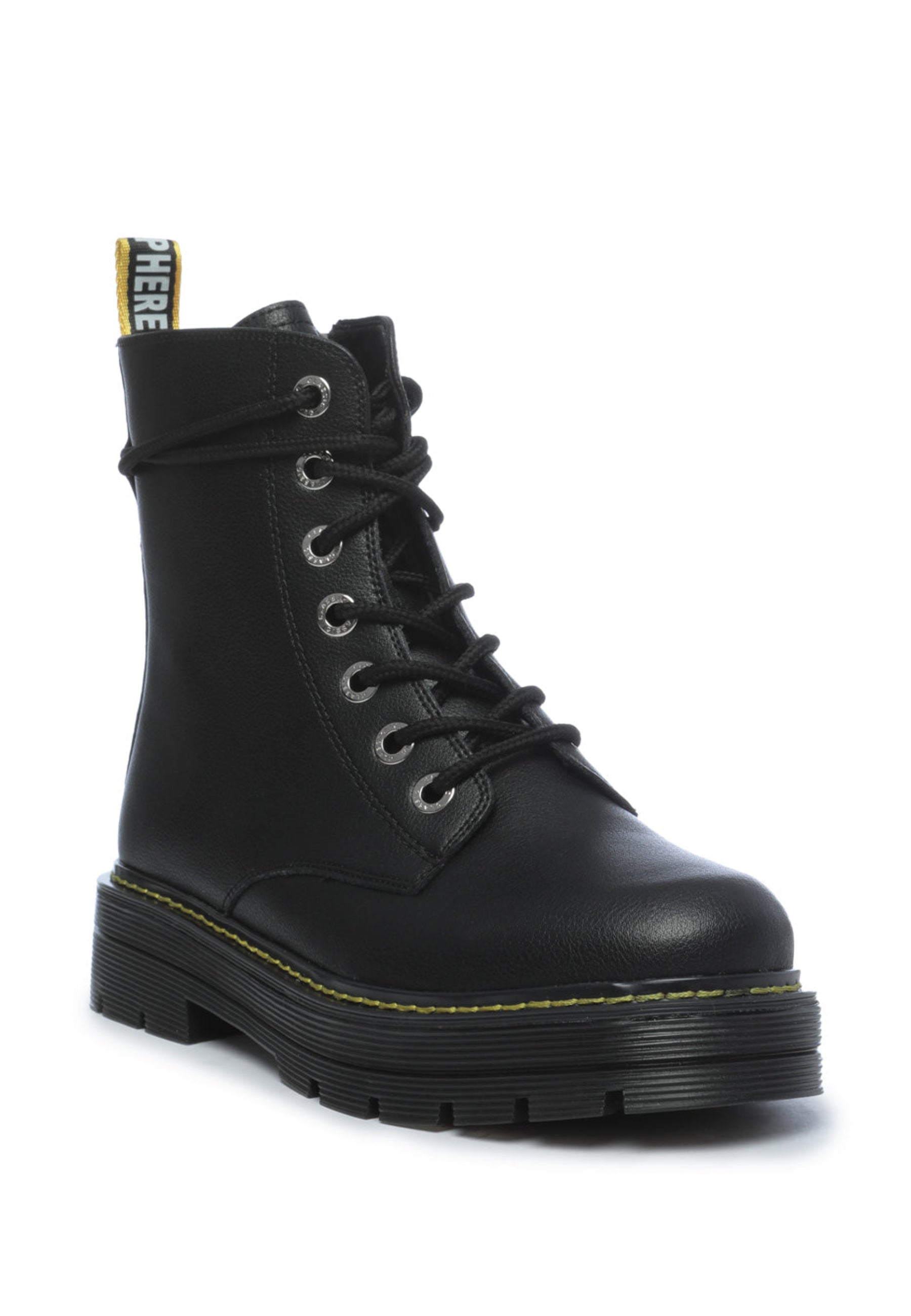 Classic Lace-Up Leather Boots - Black