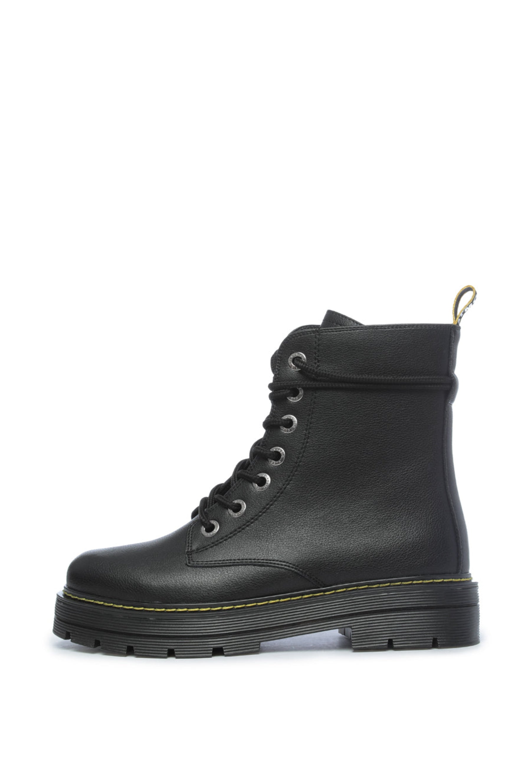 Classic Lace-Up Leather Boots - Black