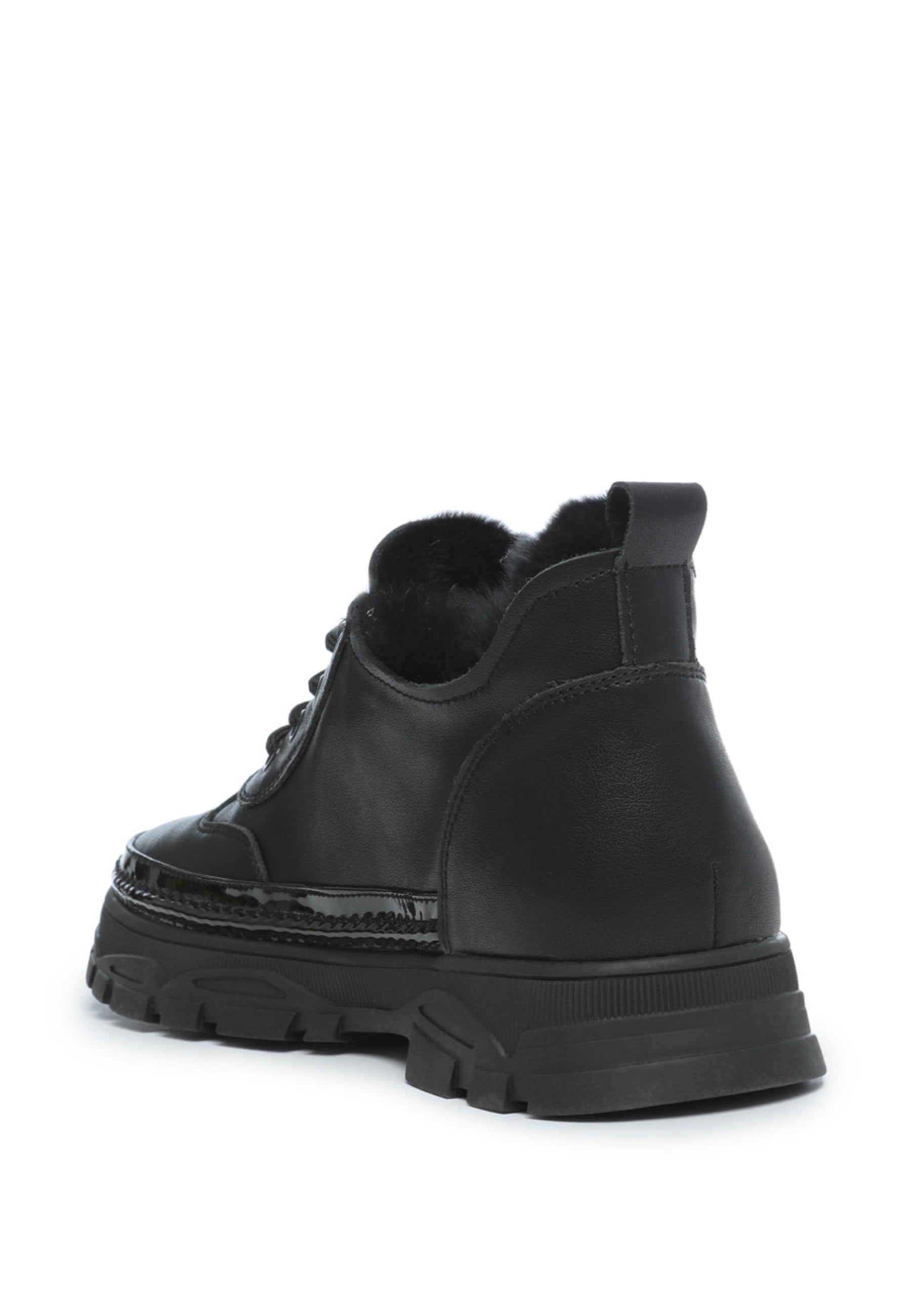 Chunky Merino Wool Ankle Boots - Black