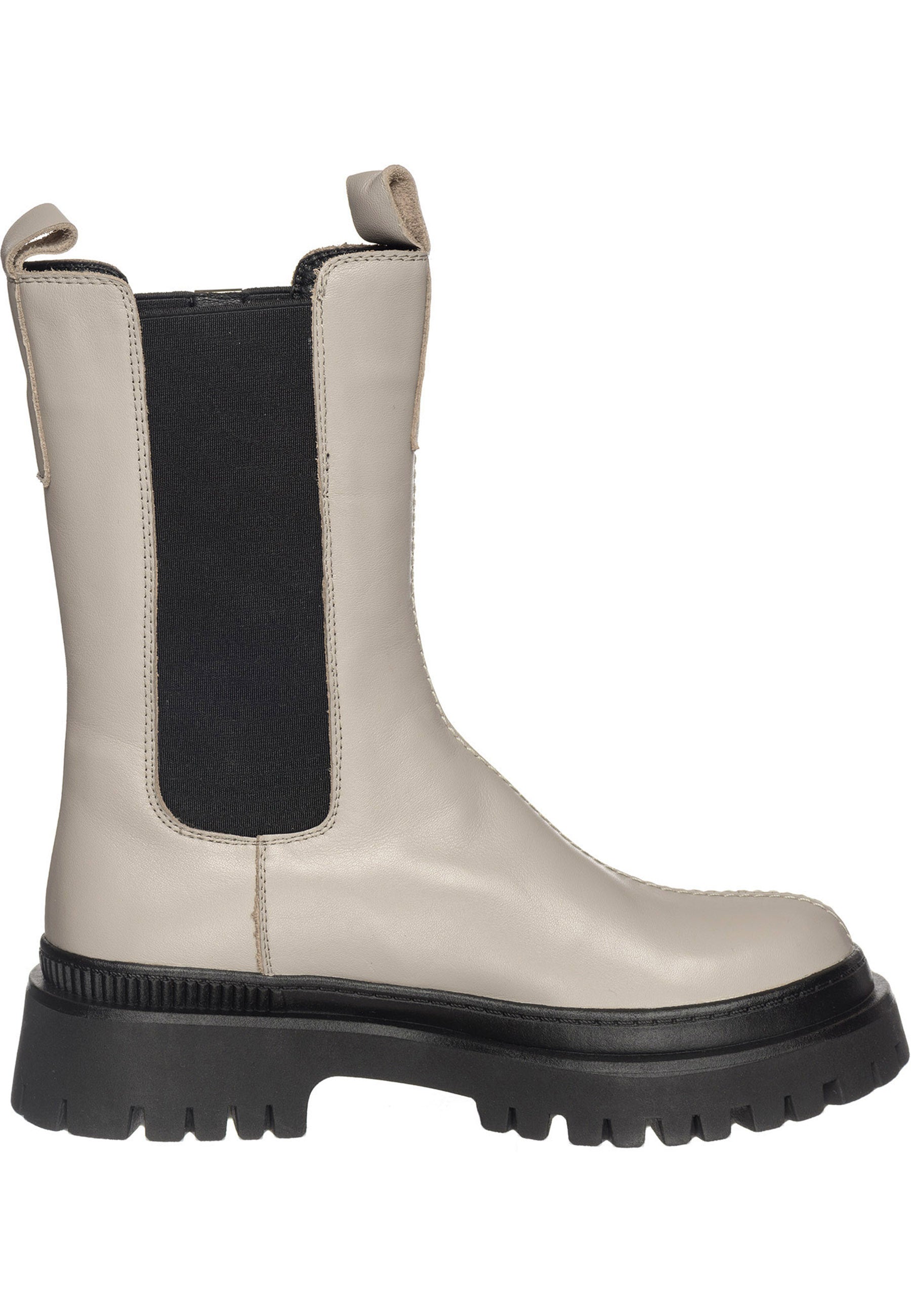 Leather Chunky Chelsea Boots - Beige