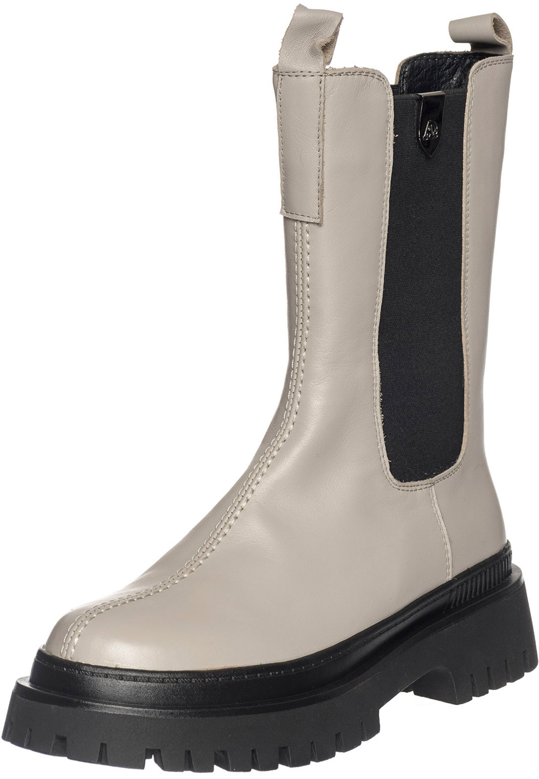 Leather Chunky Chelsea Boots - Beige