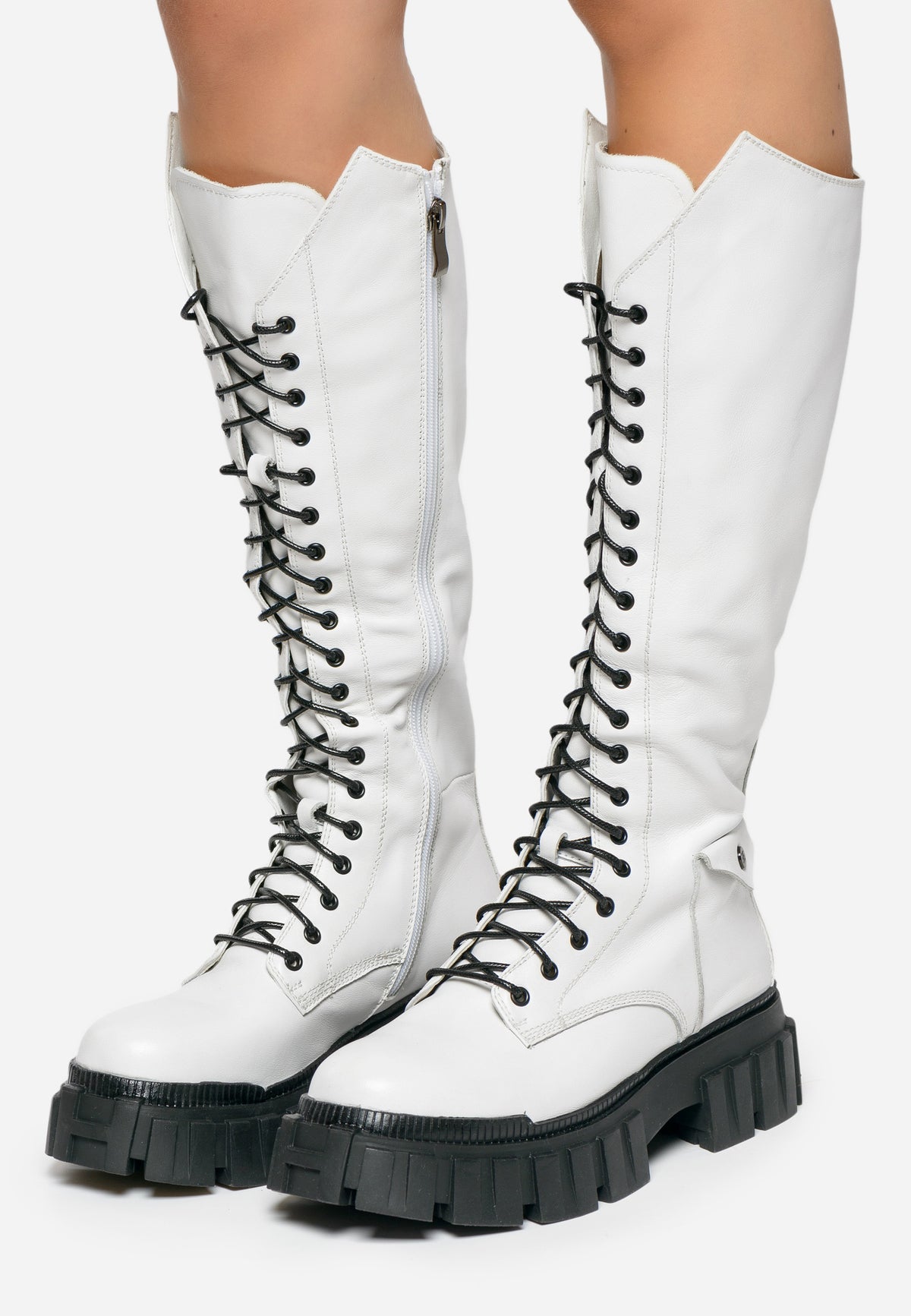 High-Rise Combat Boots - Hvide