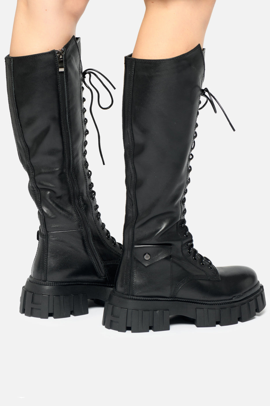 High-Rise Combat Boots - Black