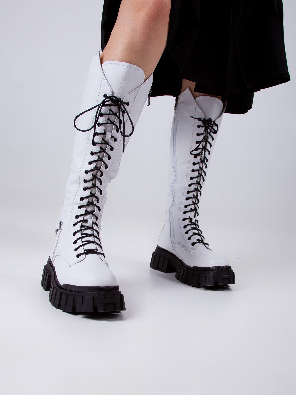 High-Rise Combat Boots - Hvide