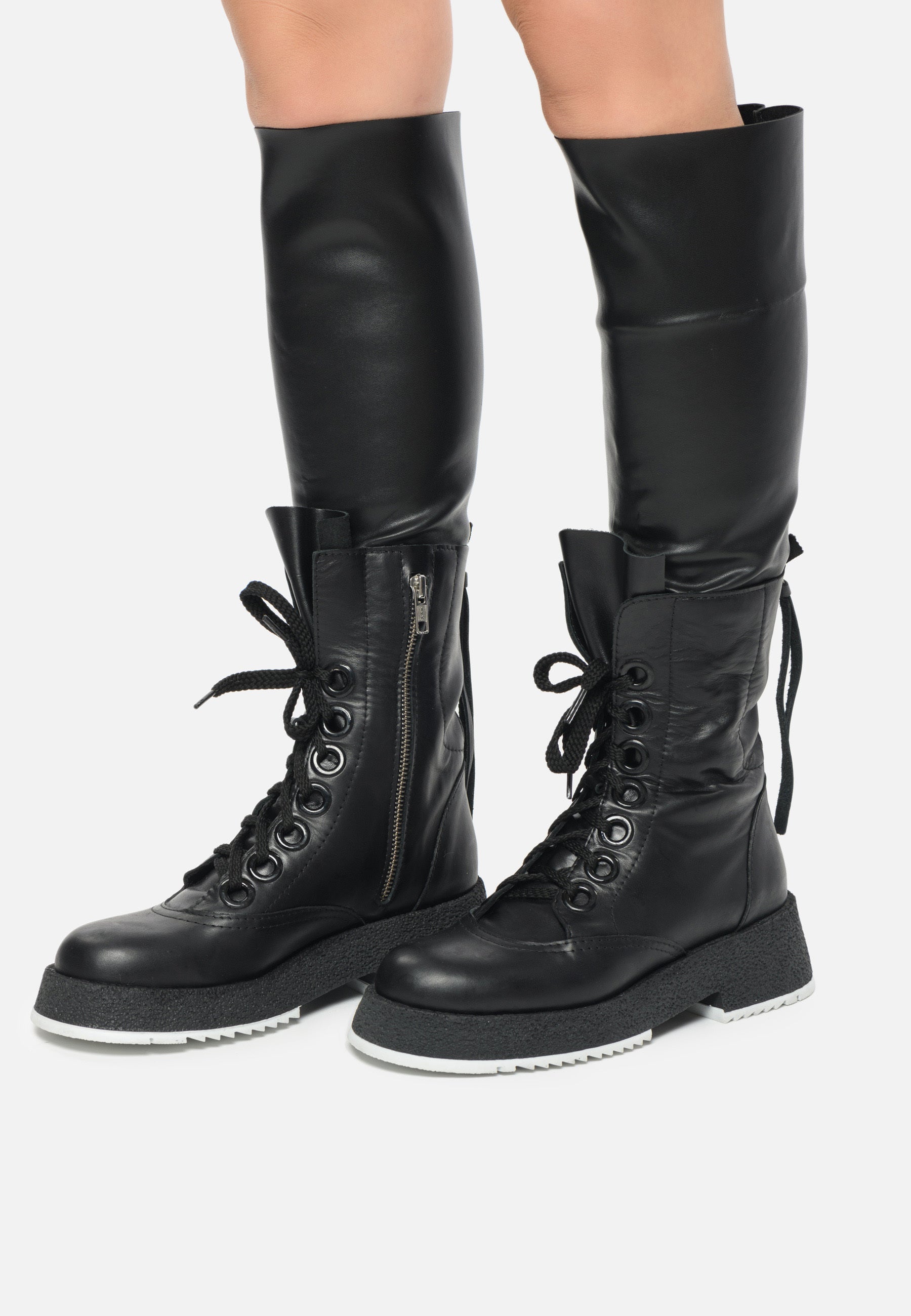 Over-the-Knee Lace-Up Combat Boots