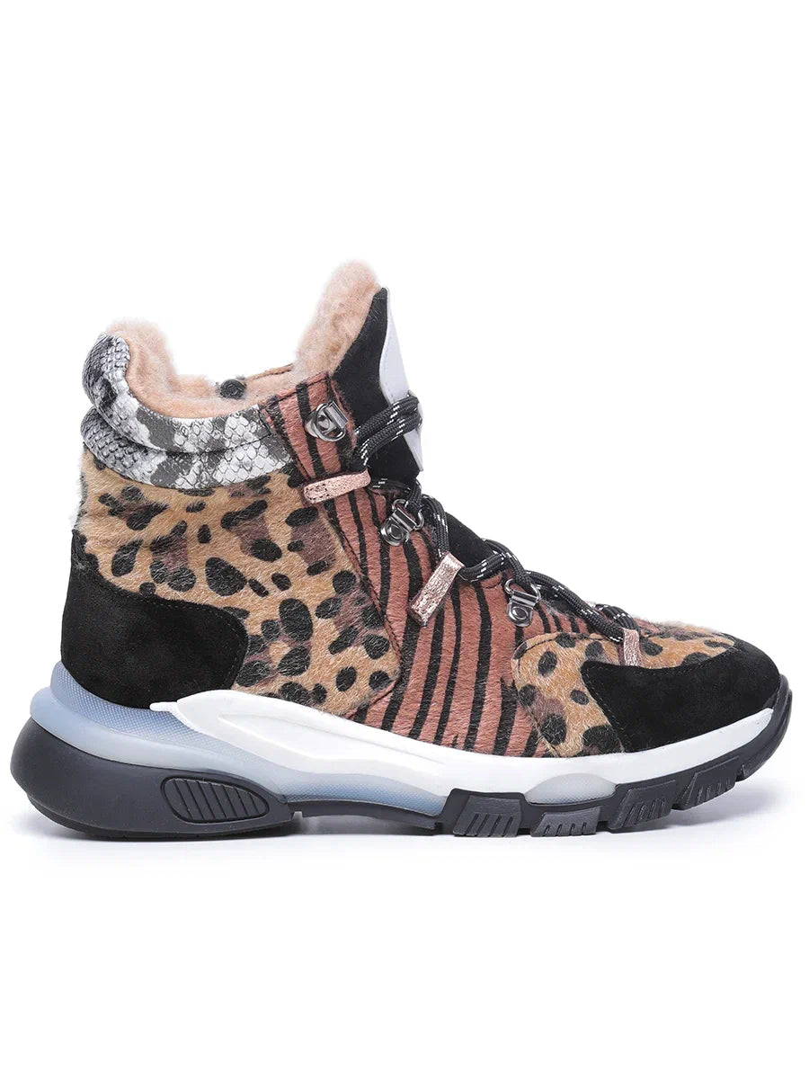 Mixed-Print High-Top Sneakers