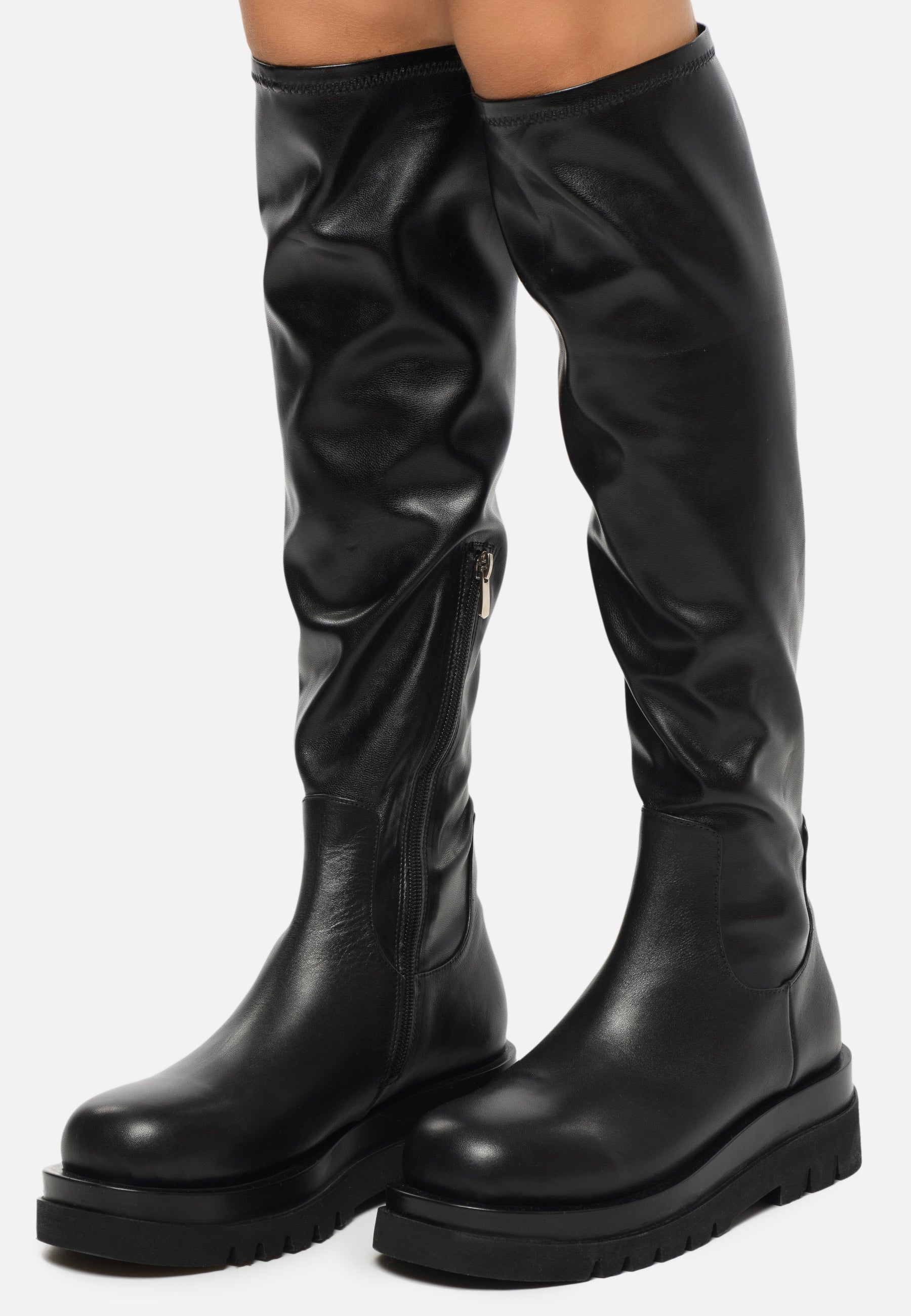 Knee-High Leather Lug Boots