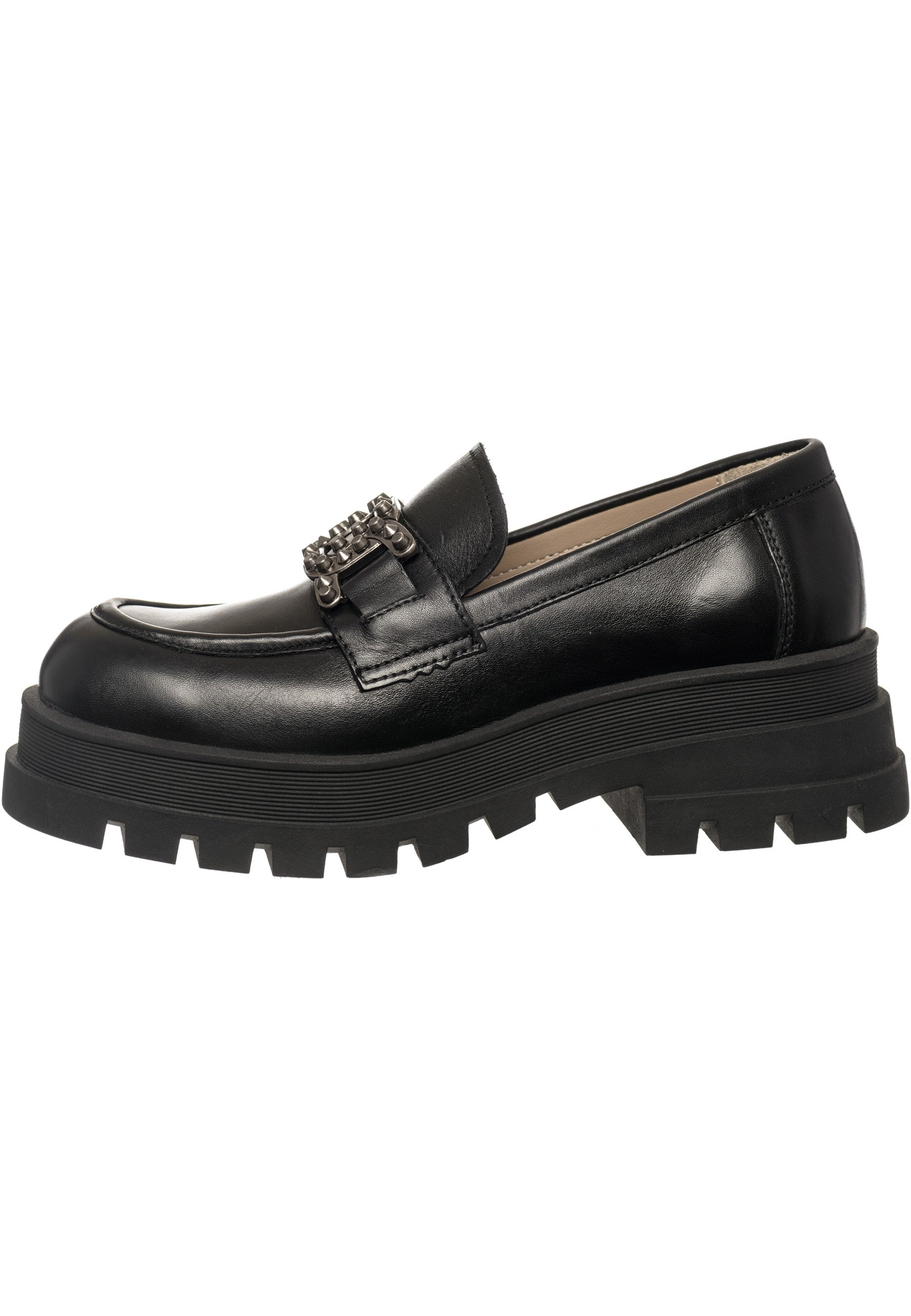 Chunky Studded Loafers - Black