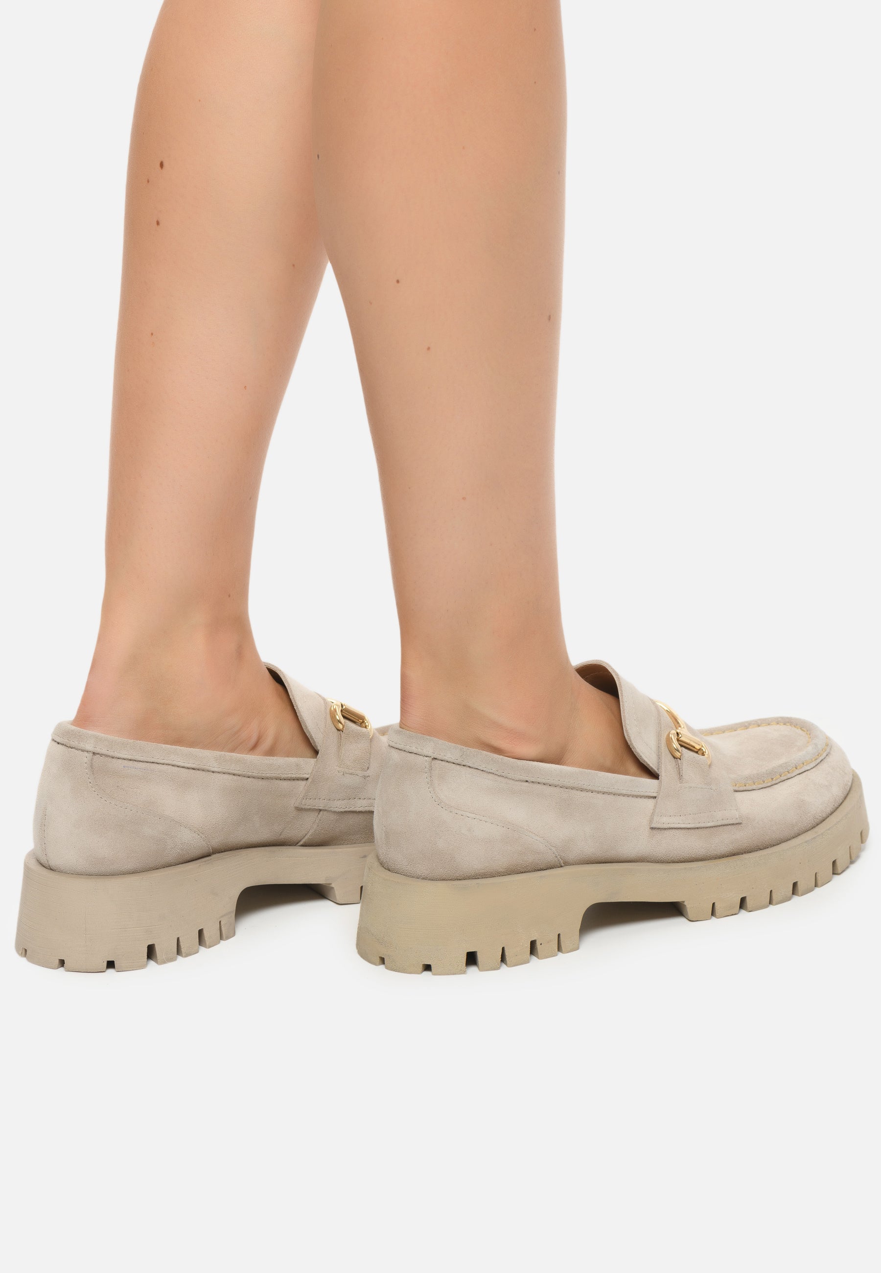 Luxe Glide Gold-Bit Loafers Josephine - Beige