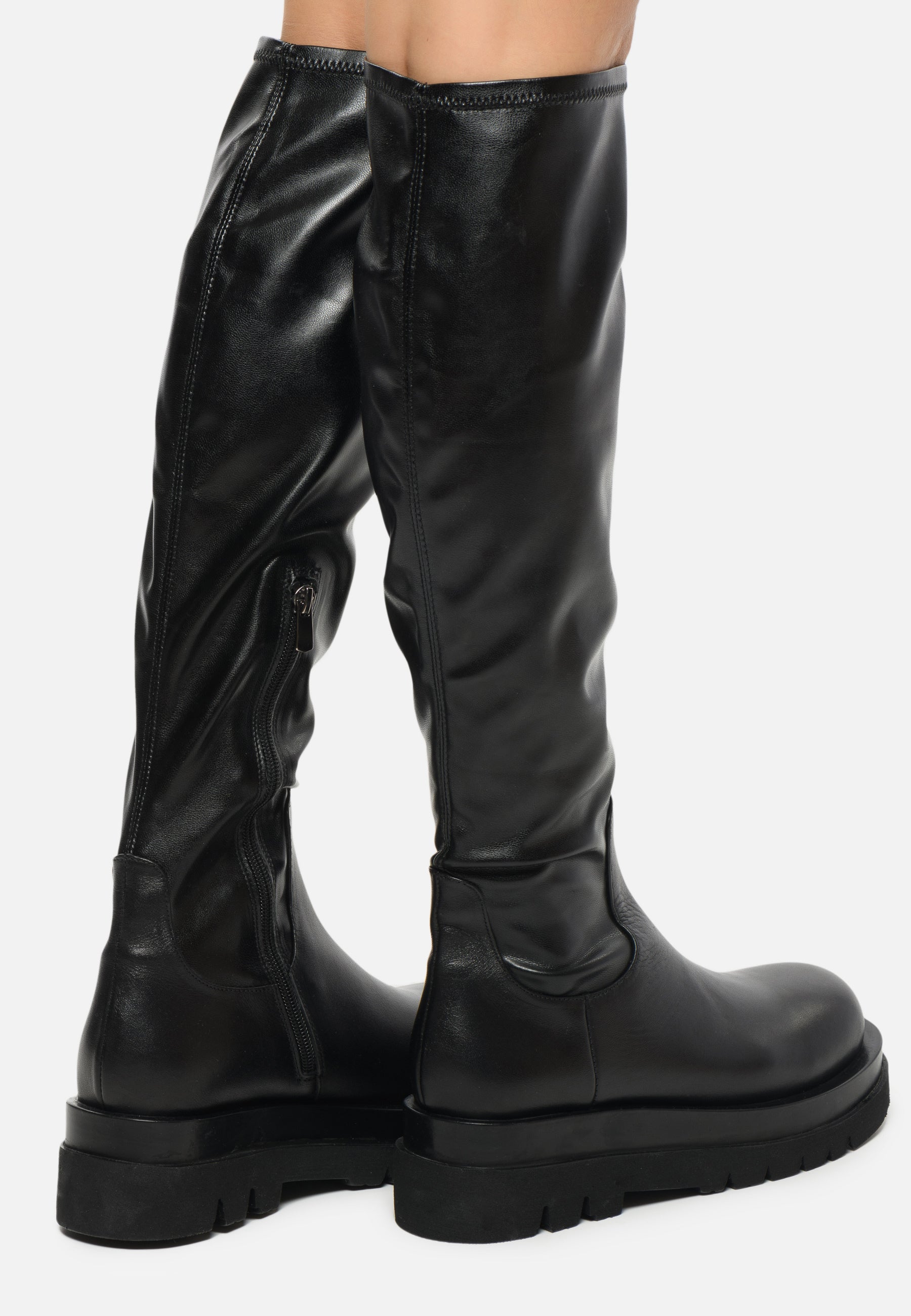 Knee-High Leather Lug Boots