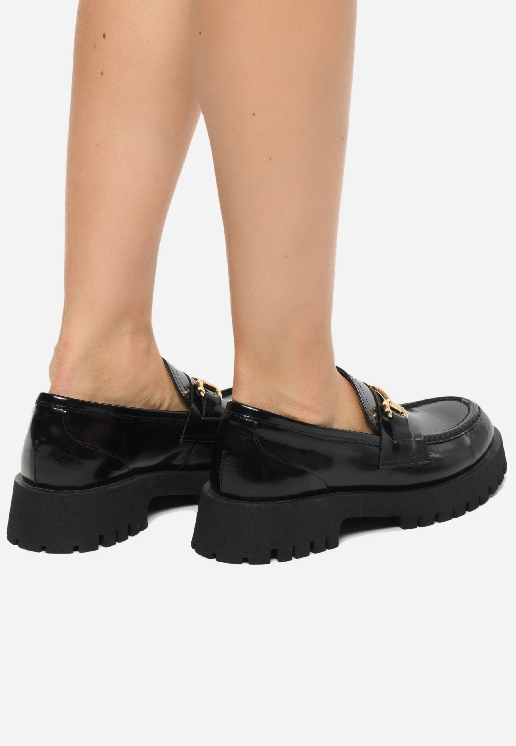 Luxe Glide Gold-Bit Loafers Josephine - Black