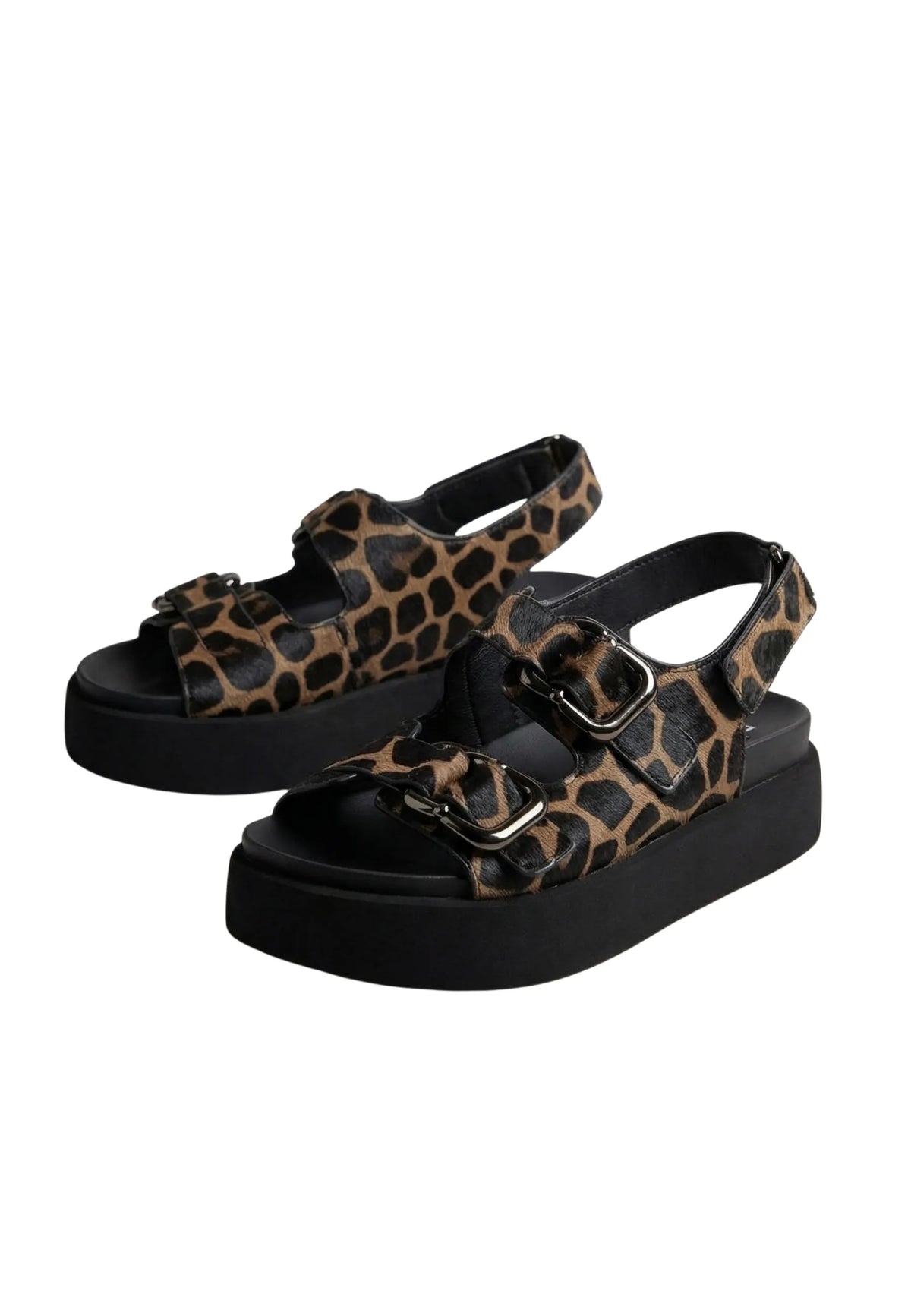 Wild Buckle Platform Sandals – Brown