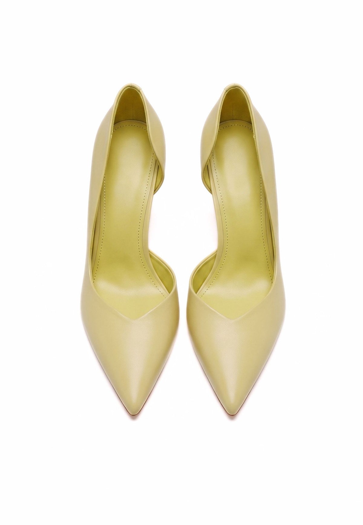 Leather Pointed Pumps - Yellow